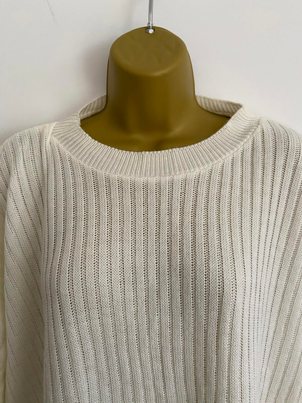 Nasty Gal Ladies Cream Lightweight Ribbed Sweater - Size 14, BNWOT