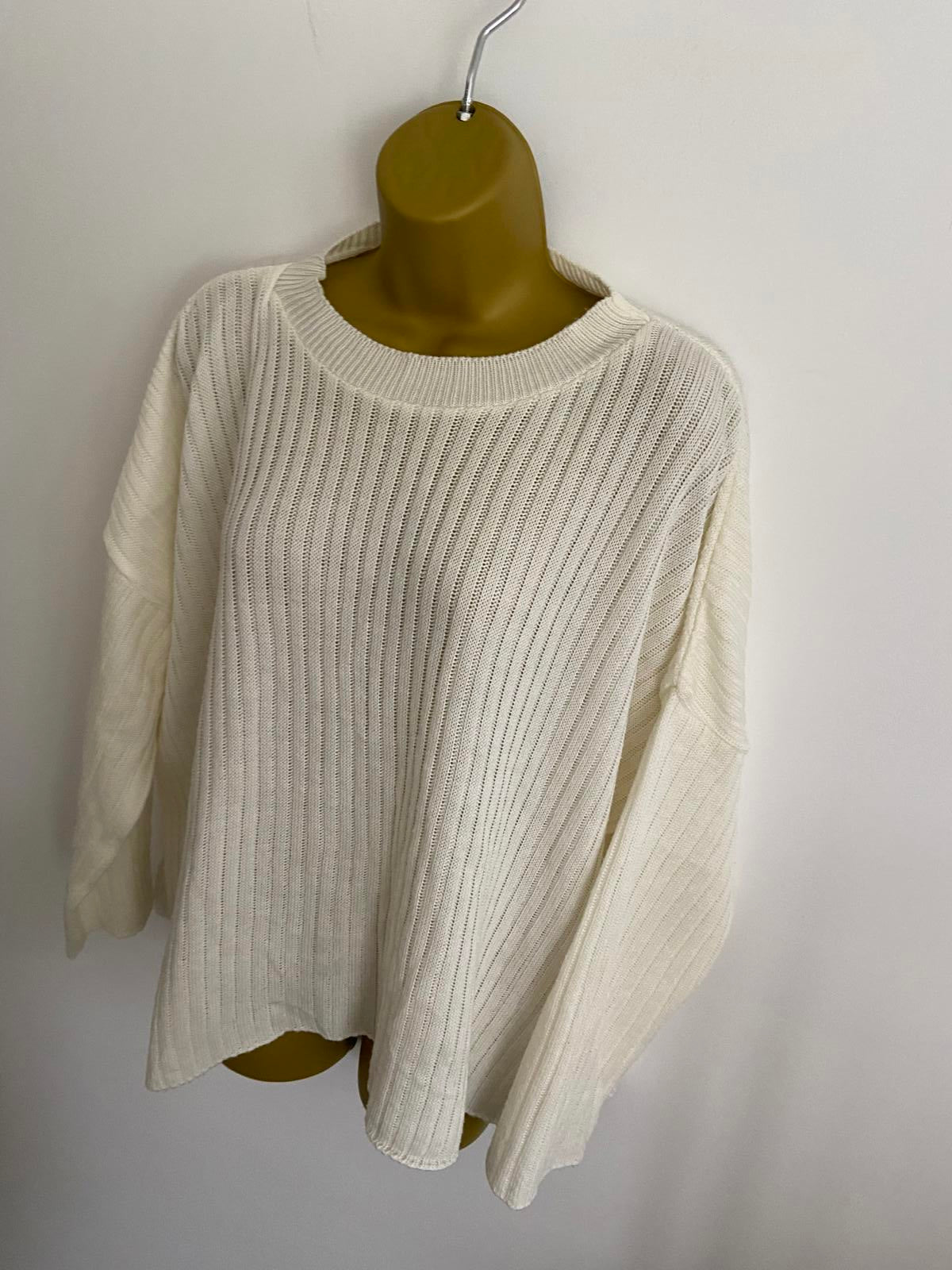 Nasty Gal Ladies Cream Lightweight Ribbed Sweater - Size 14, BNWOT