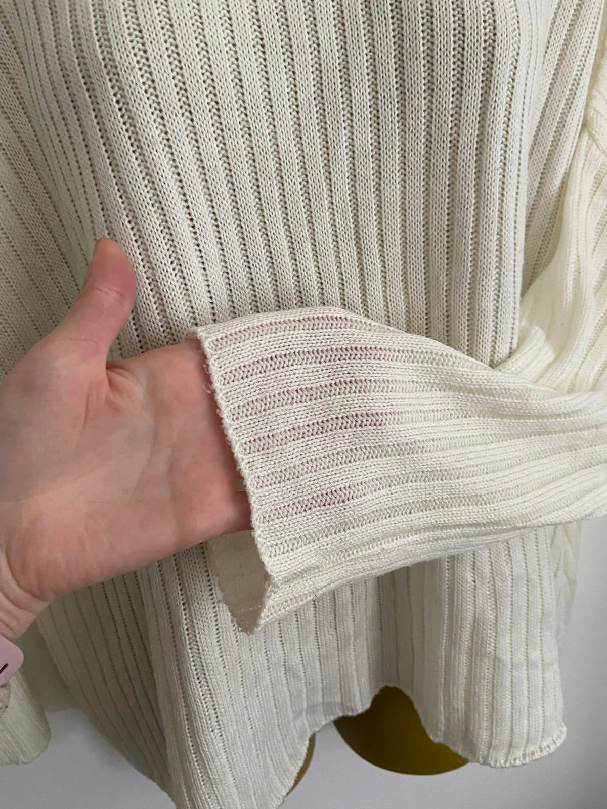 Nasty Gal Ladies Cream Lightweight Ribbed Sweater - Size 14, BNWOT