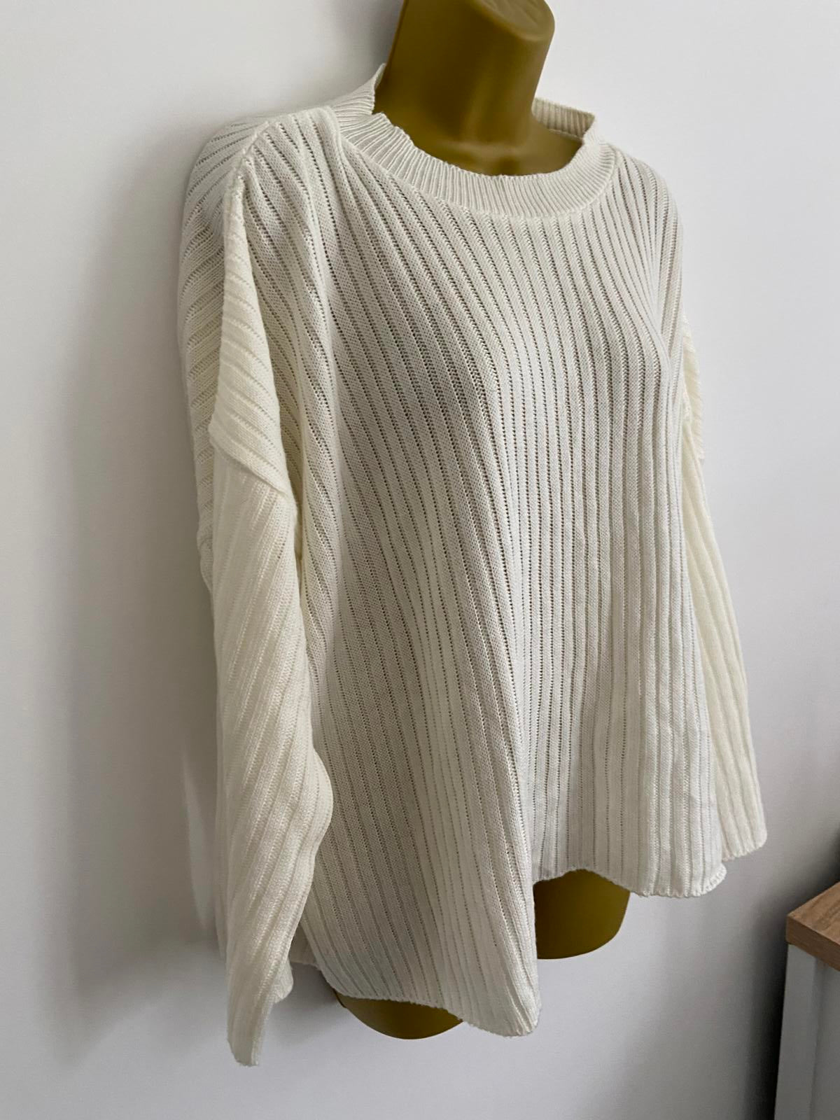 Nasty Gal Ladies Cream Lightweight Ribbed Sweater - Size 14, BNWOT