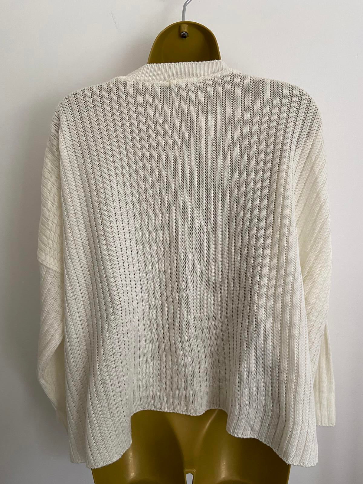 Nasty Gal Ladies Cream Lightweight Ribbed Sweater - Size 14, BNWOT