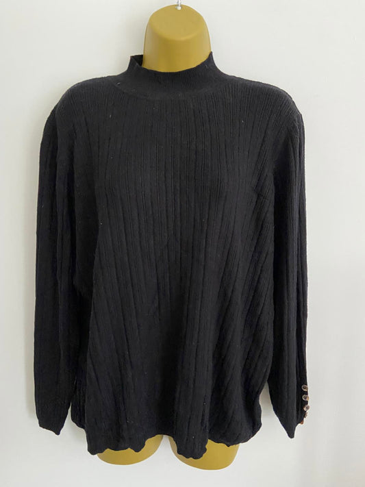 Nutmeg Ladies Black Sweater/Jumper - Cuff Buttons, Size UK 20