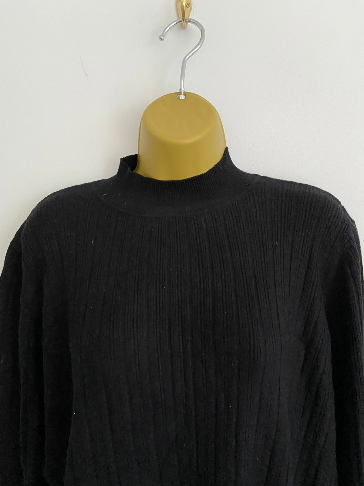 Nutmeg Ladies Black Sweater/Jumper - Cuff Buttons, Size UK 20