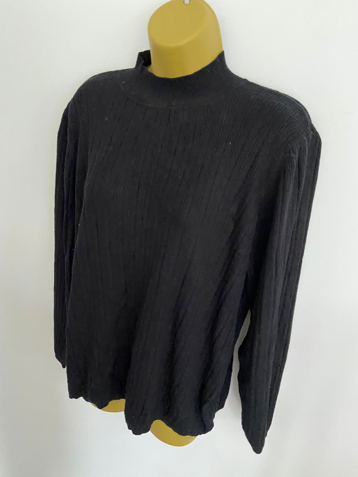 Nutmeg Ladies Black Sweater/Jumper - Cuff Buttons, Size UK 20