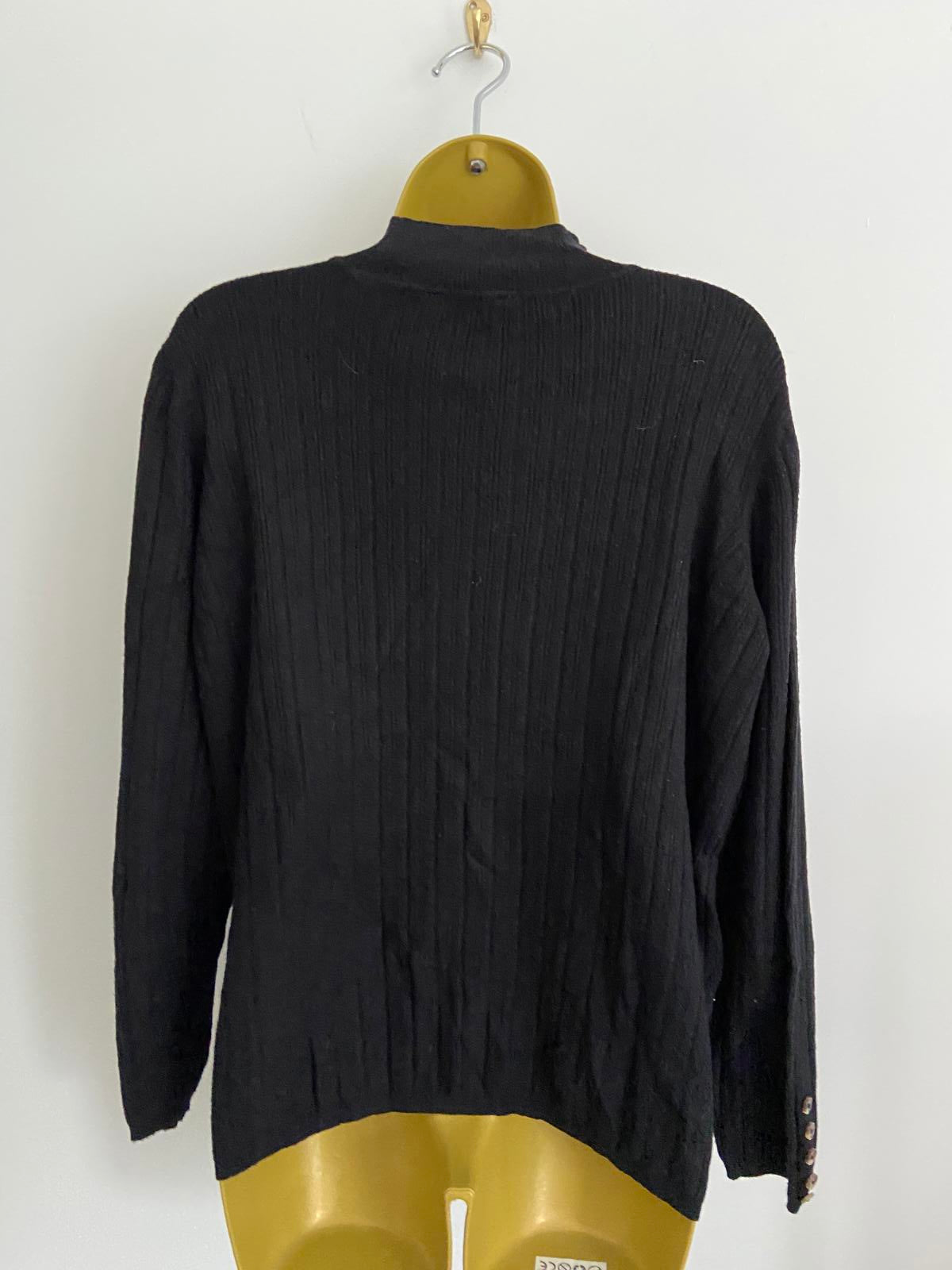 Nutmeg Ladies Black Sweater/Jumper - Cuff Buttons, Size UK 20