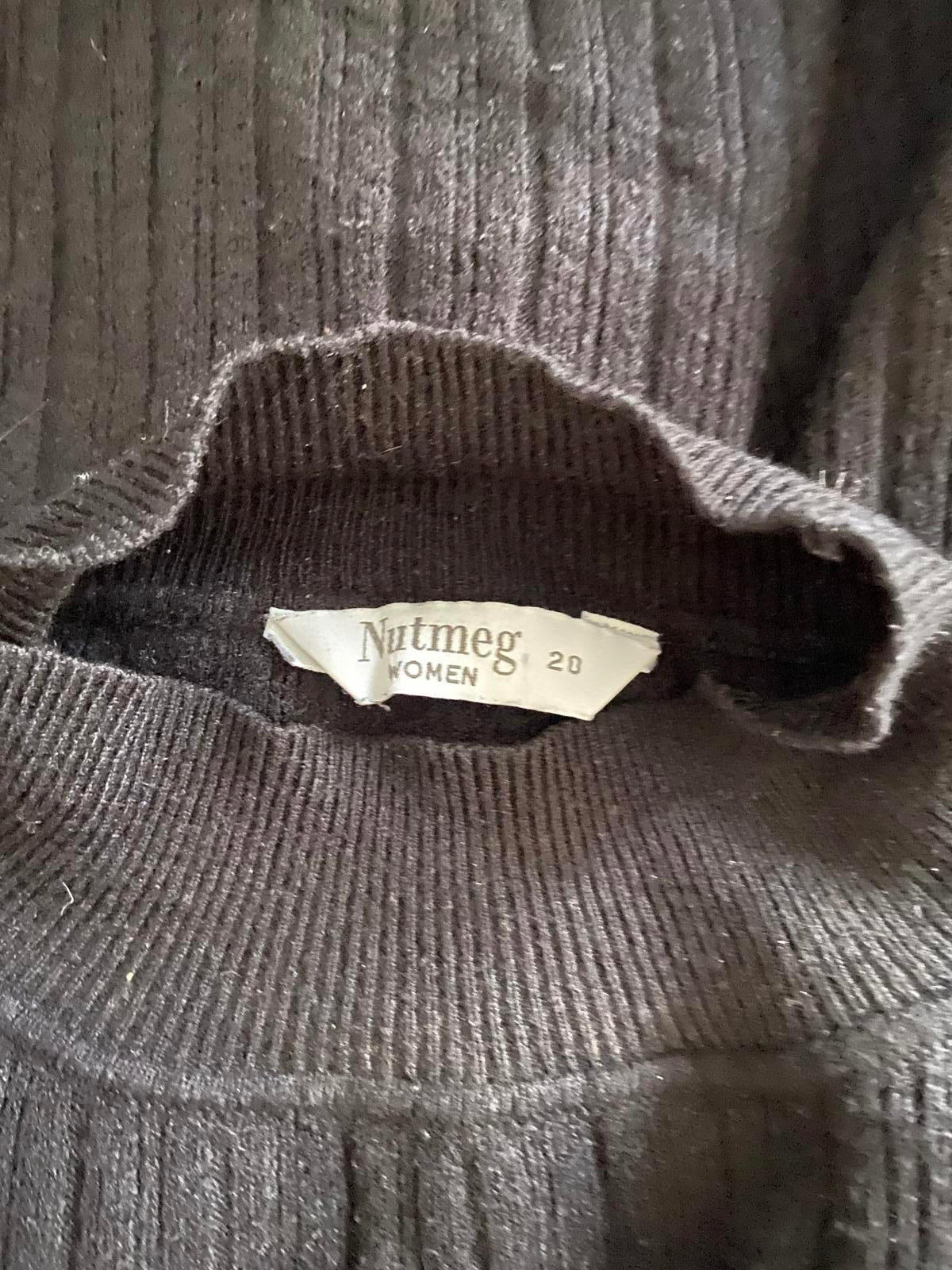 Nutmeg Ladies Black Sweater/Jumper - Cuff Buttons, Size UK 20