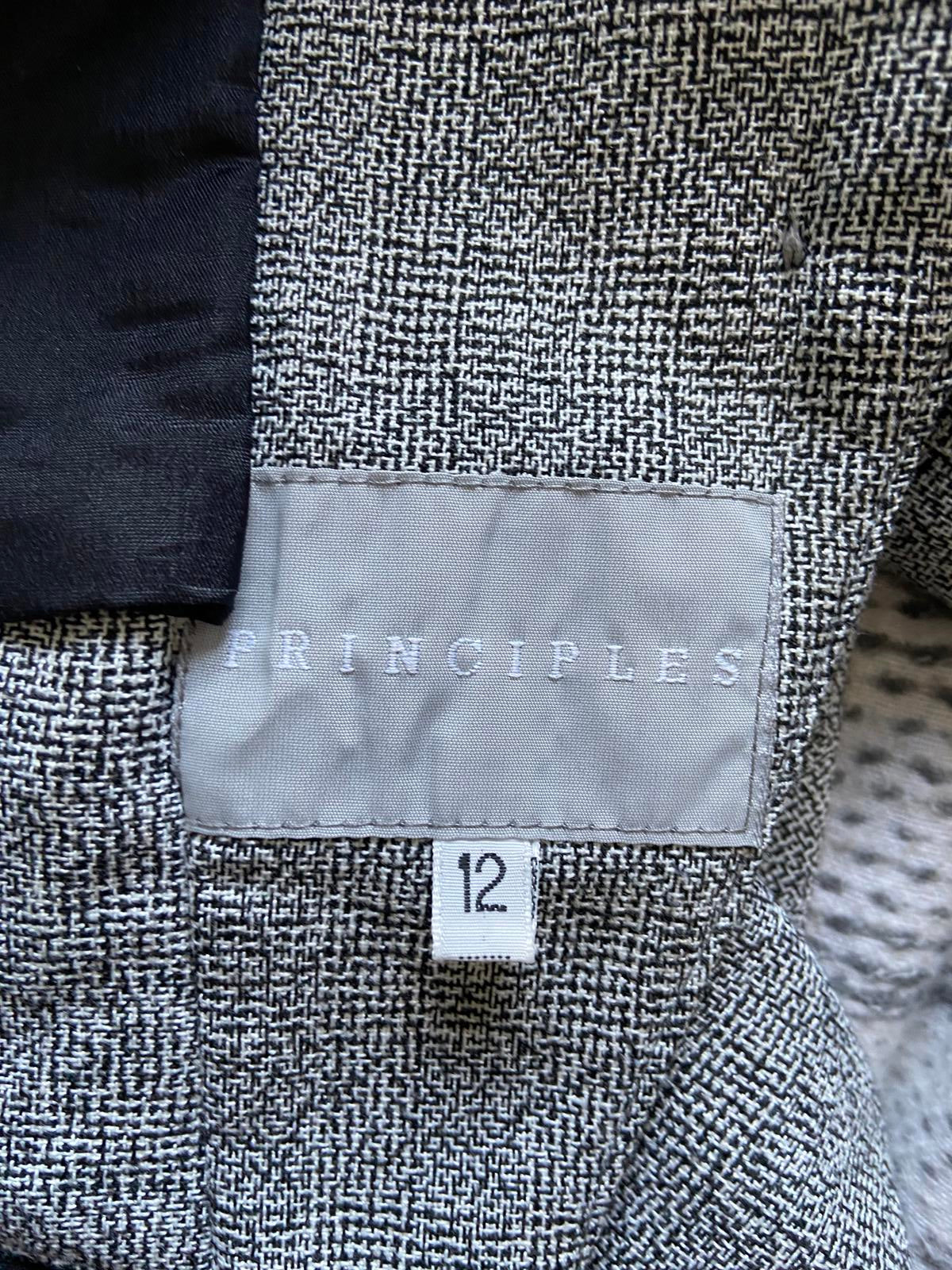Principles Size 12 Grey Short Boxy Cropped Blazer Jacket with Shoulder Pads