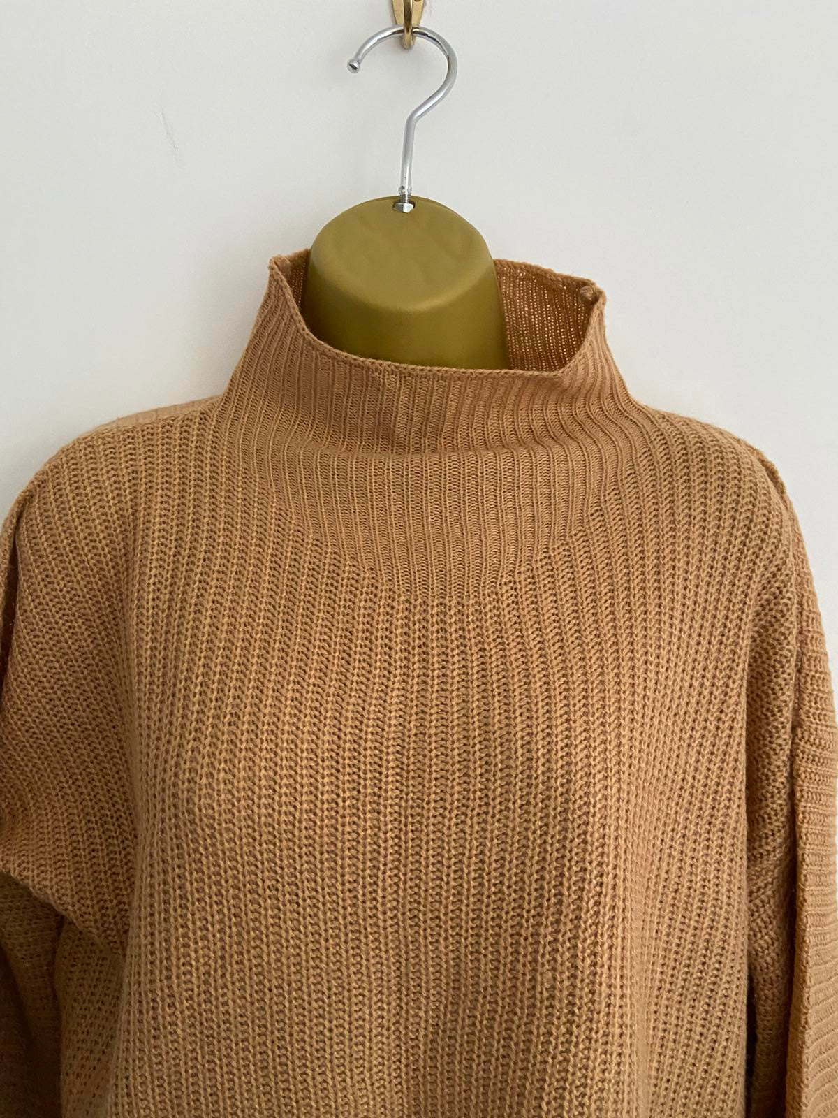 Wednesday Girls Cropped Ribbed Jumper - Mock Neck, Acrylic Knit, Size Small