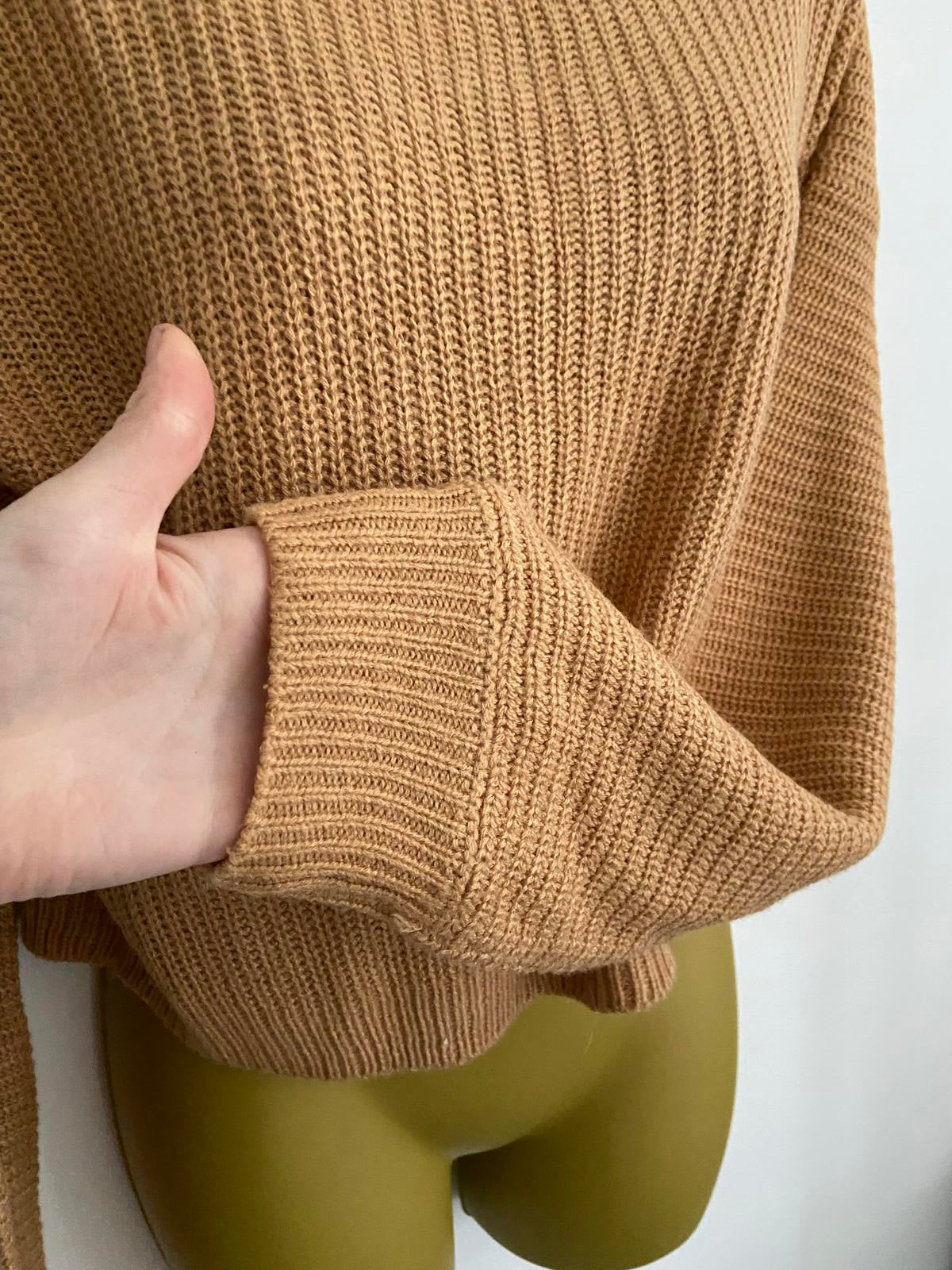 Wednesday Girls Cropped Ribbed Jumper - Mock Neck, Acrylic Knit, Size Small