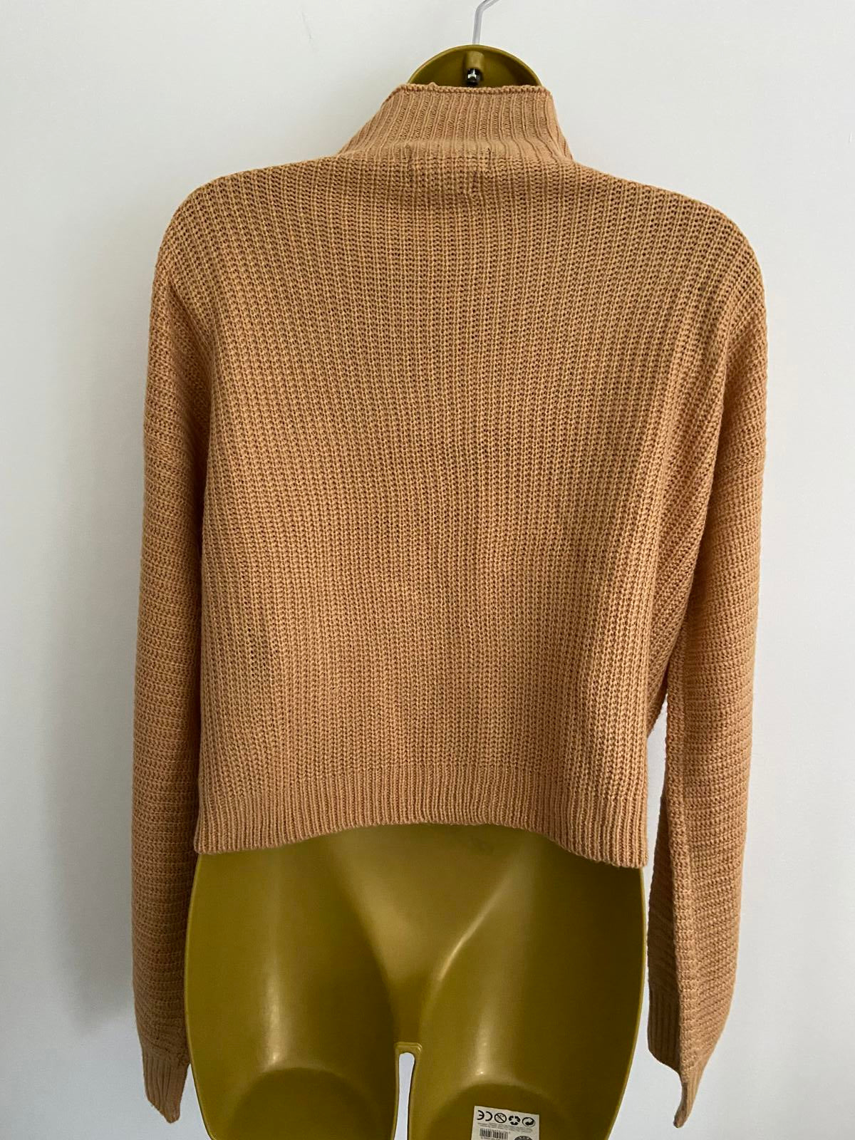 Wednesday Girls Cropped Ribbed Jumper - Mock Neck, Acrylic Knit, Size Small