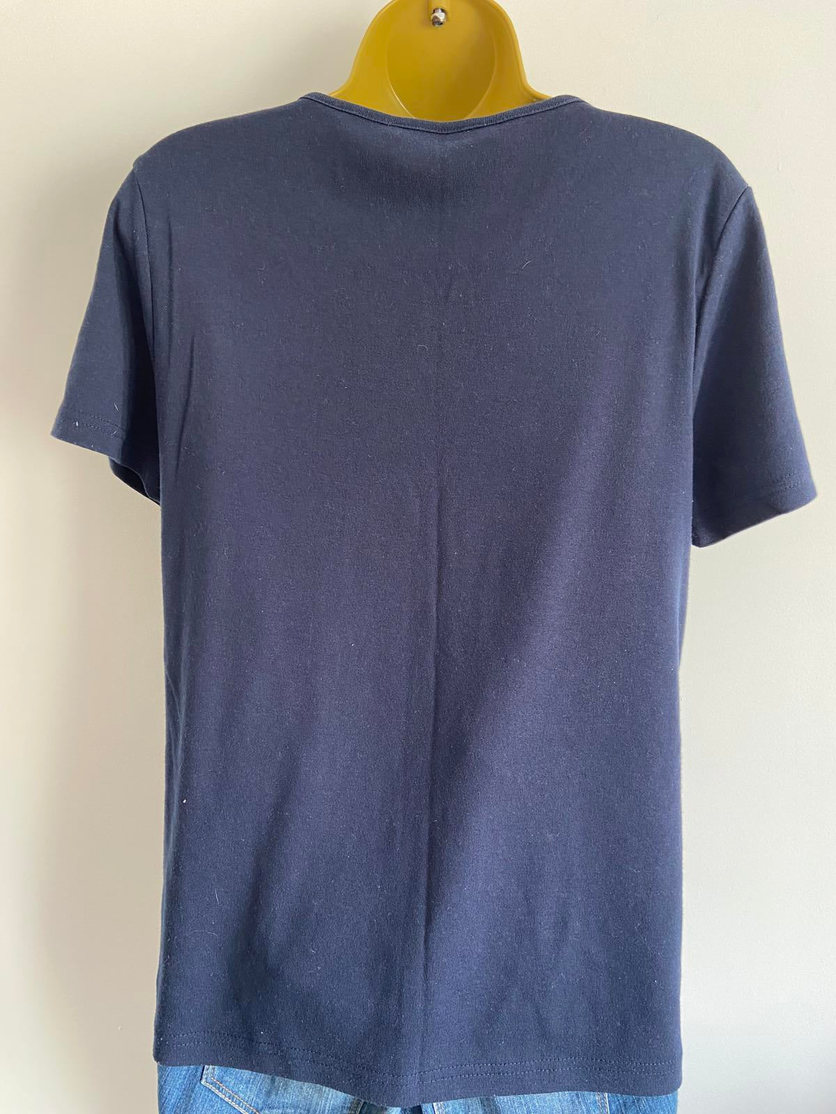 BM Casual Size Medium Navy Blue Beaded & Embroidered T-Shirt