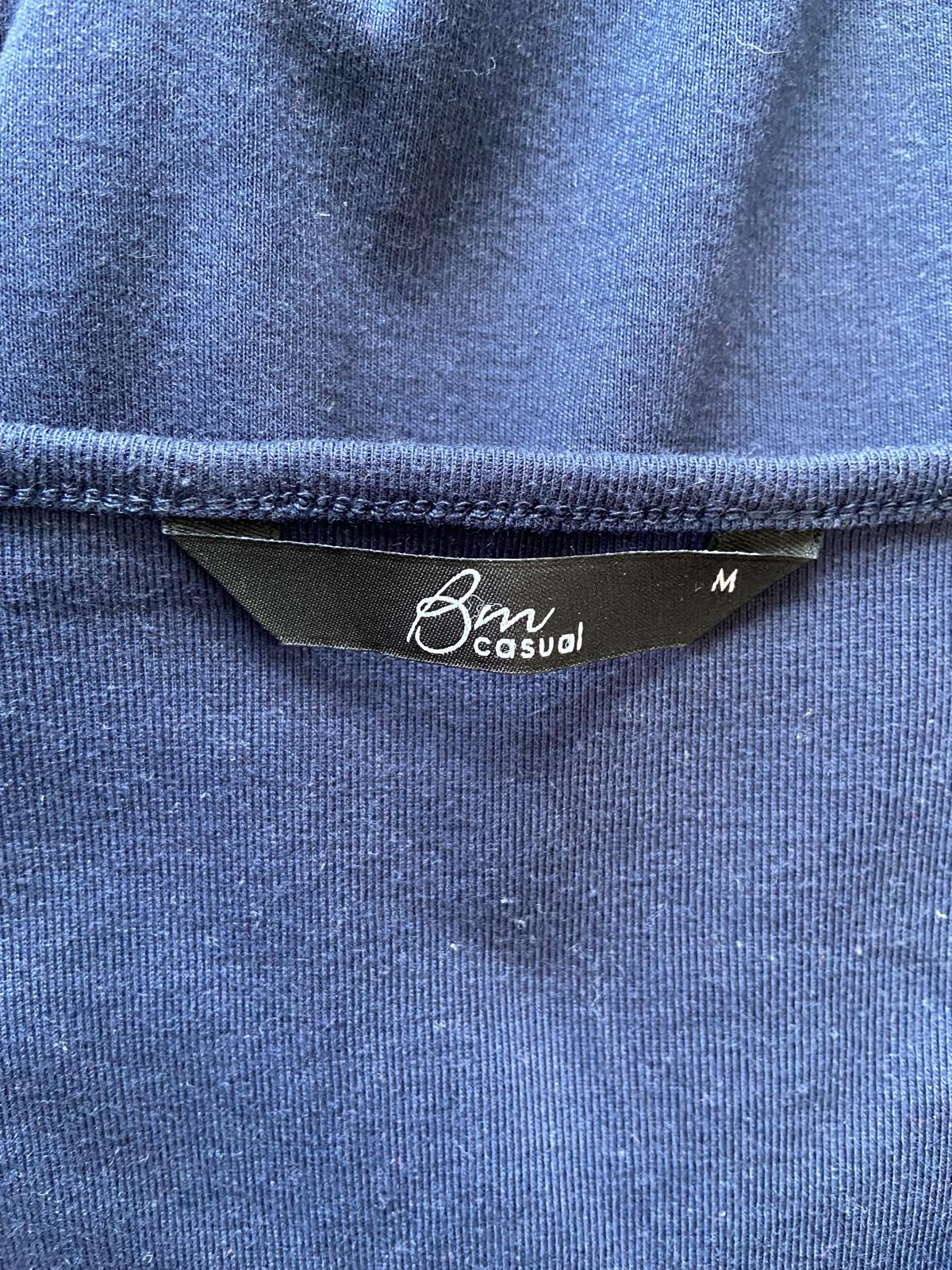 BM Casual Size Medium Navy Blue Beaded & Embroidered T-Shirt