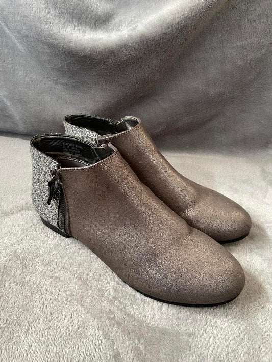 M&S Size 6 Silver Metallic Glitter Ankle Boots Double Side Zip Party Shoes