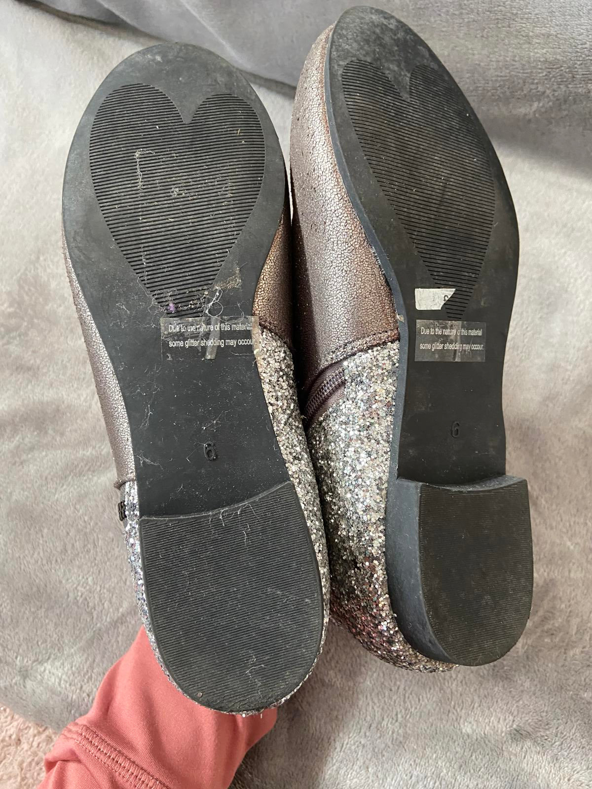 M&S Size 6 Silver Metallic Glitter Ankle Boots Double Side Zip Party Shoes