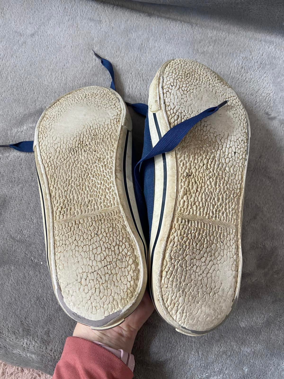 Mantaray Men’s Size 8 Navy Blue Canvas Lace Up Trainers Flat Plimsoll Shoes