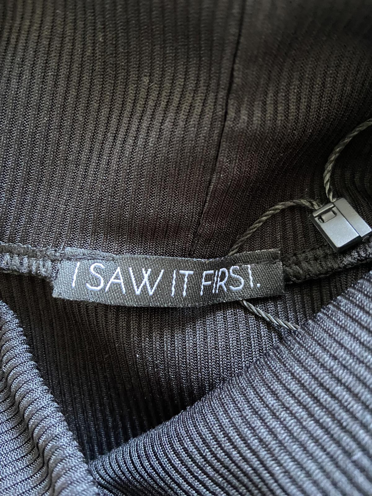 I Saw It First Size 8 Black Ribbed High Neck Long Sleeve Ruffle Skater Dress