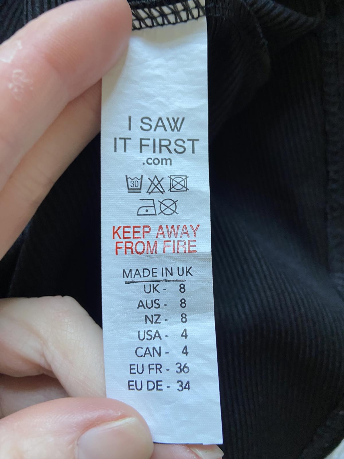 I Saw It First Size 8 Black Ribbed High Neck Long Sleeve Ruffle Skater Dress