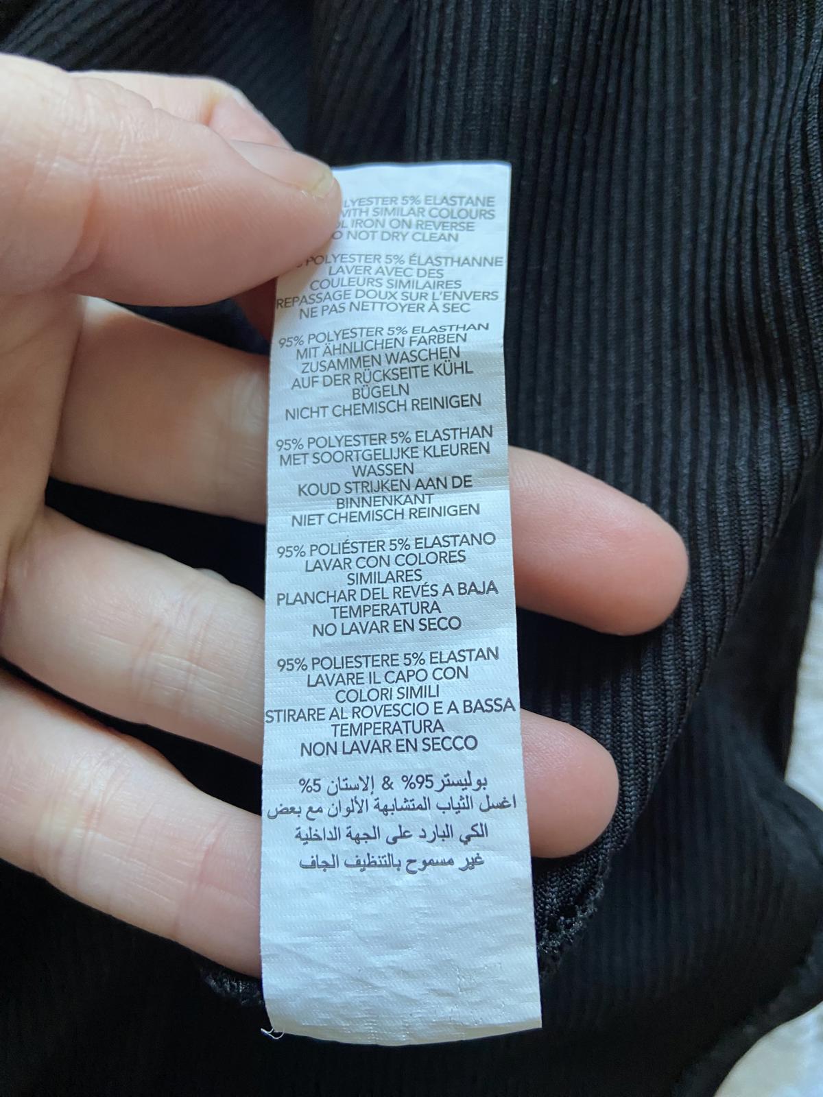 I Saw It First Size 8 Black Ribbed High Neck Long Sleeve Ruffle Skater Dress