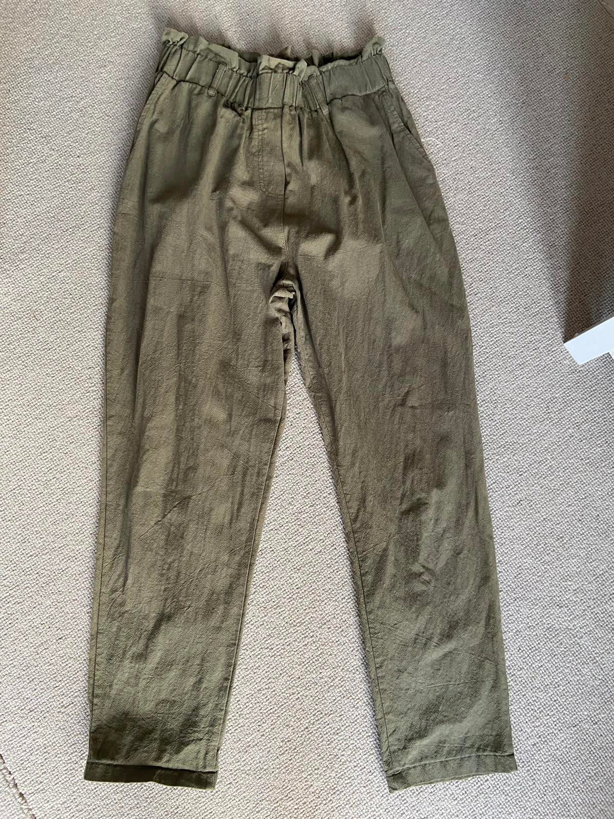 IZABEL London Size 12 Khaki Green High Waist Trousers