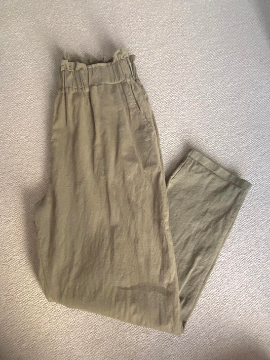 IZABEL London Size 12 Khaki Green High Waist Trousers