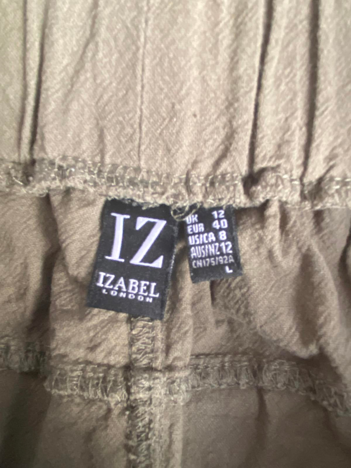 IZABEL London Size 12 Khaki Green High Waist Trousers