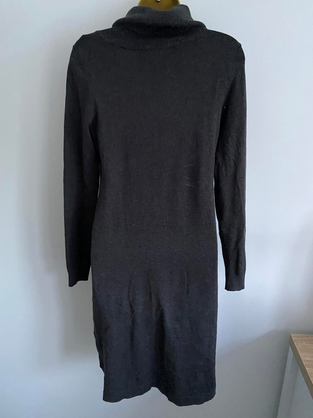 Bon Prix Collection Dark Grey Knit Jumper Dress - Turtleneck, Sequin Hem, Small