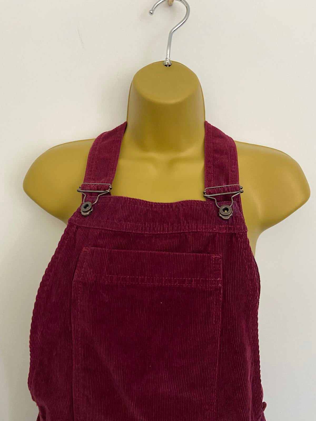 Jack Wills Size 6 Burgundy Corduroy Cotton Pinafore Dungaree Mini Skirt Dress