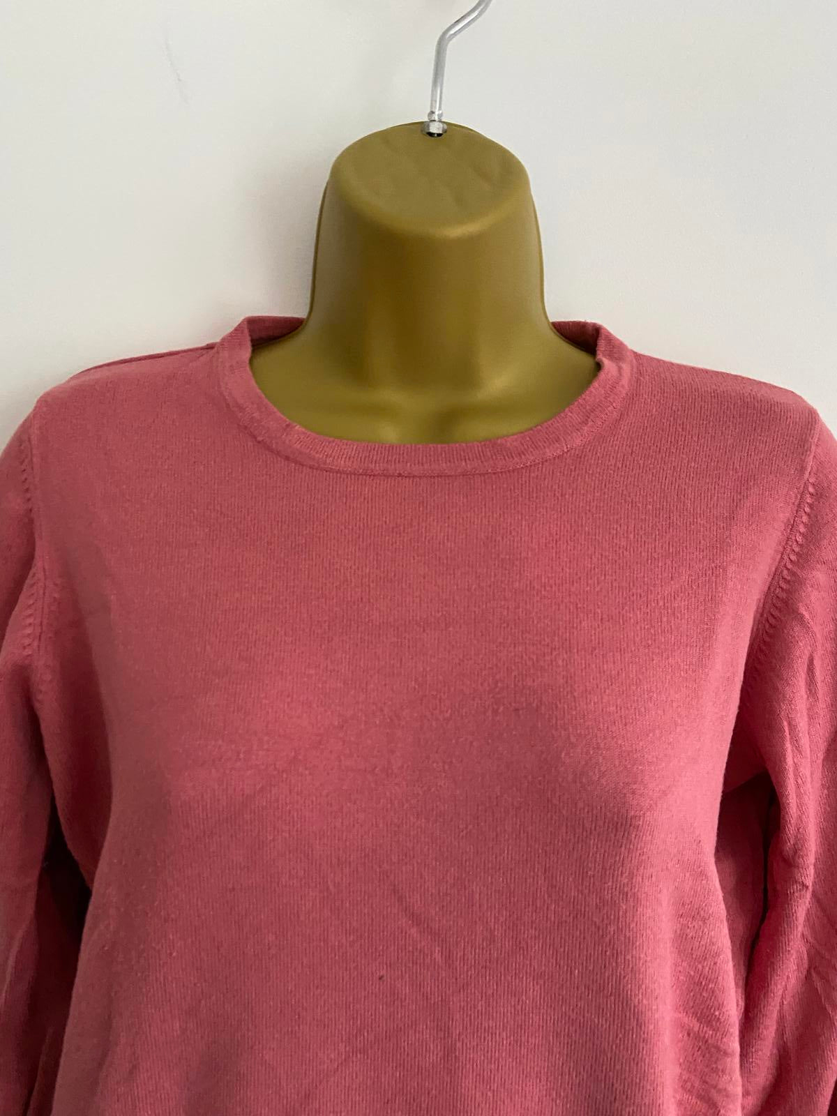 M&Co Ladies Soft Pink Lightweight Jumper - Round Neck, Balloon Sleeves, Size 10