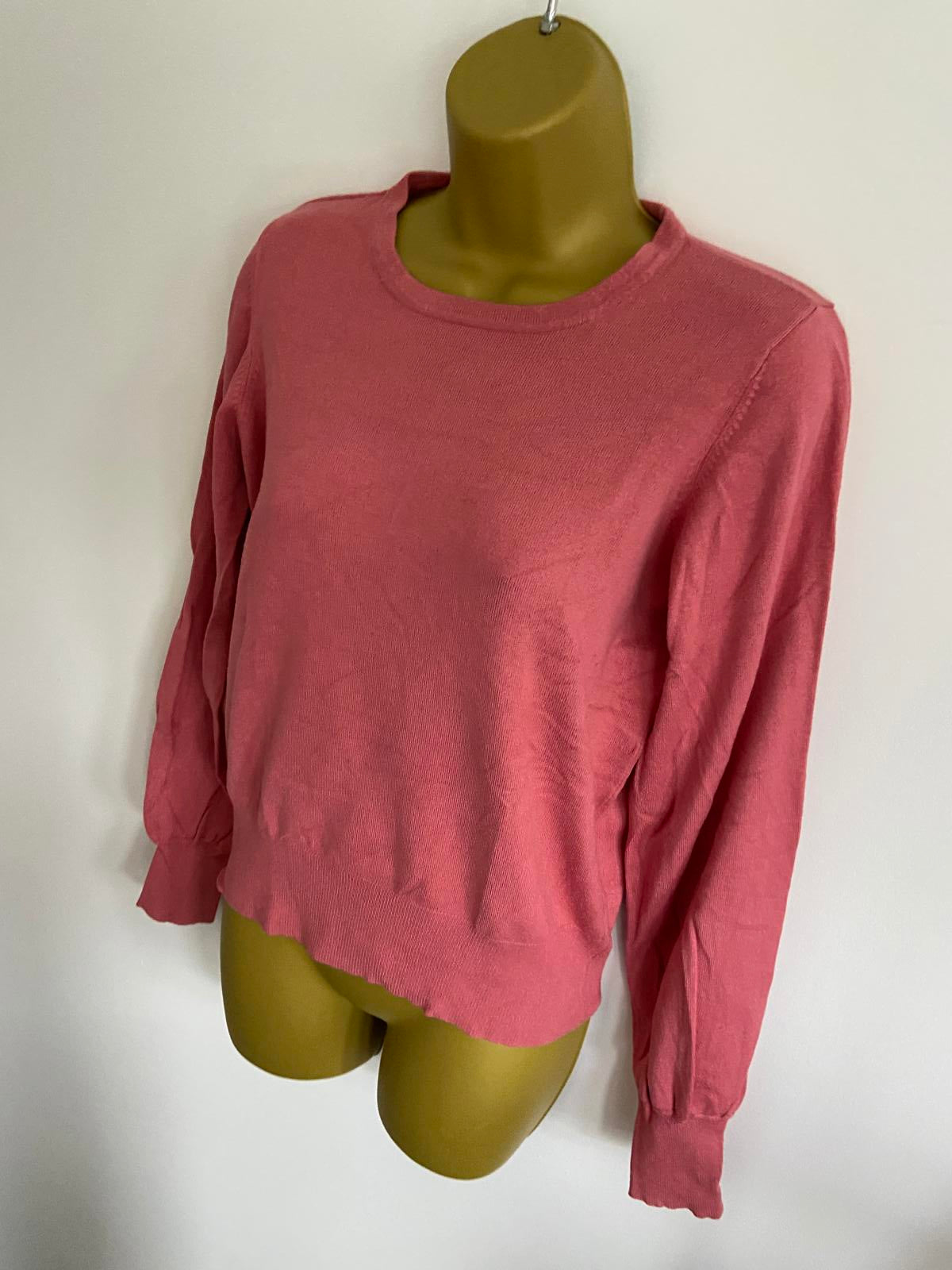 M&Co Ladies Soft Pink Lightweight Jumper - Round Neck, Balloon Sleeves, Size 10