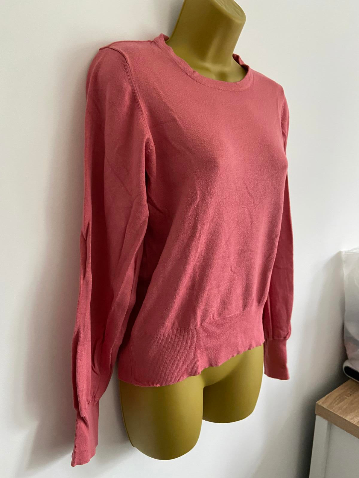 M&Co Ladies Soft Pink Lightweight Jumper - Round Neck, Balloon Sleeves, Size 10