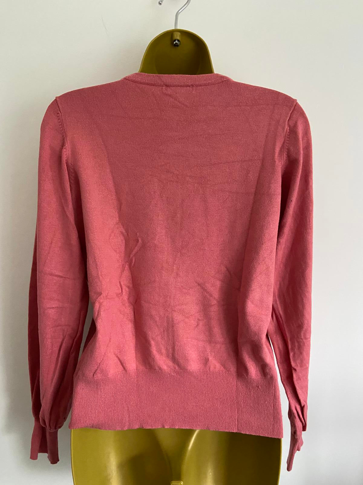 M&Co Ladies Soft Pink Lightweight Jumper - Round Neck, Balloon Sleeves, Size 10