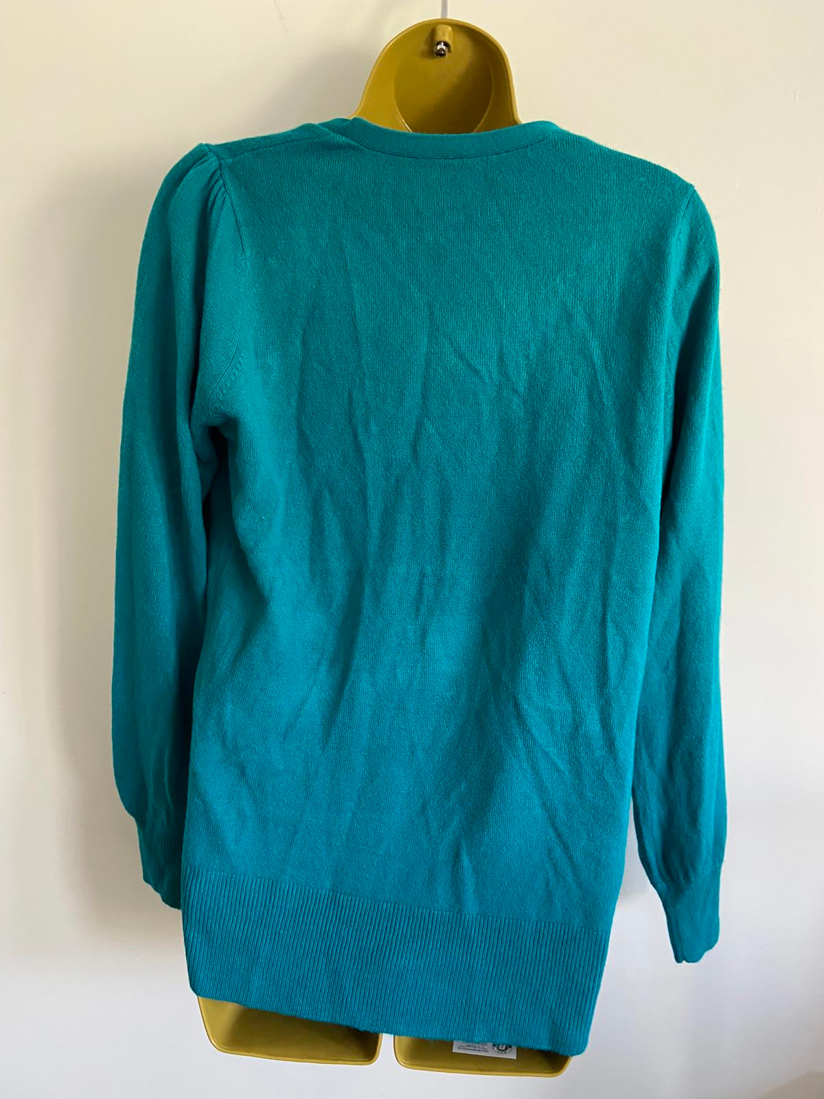 EVIE Ladies Turquoise Blue Lightweight Sweater - Scoop Neck, Button, Size 14-16