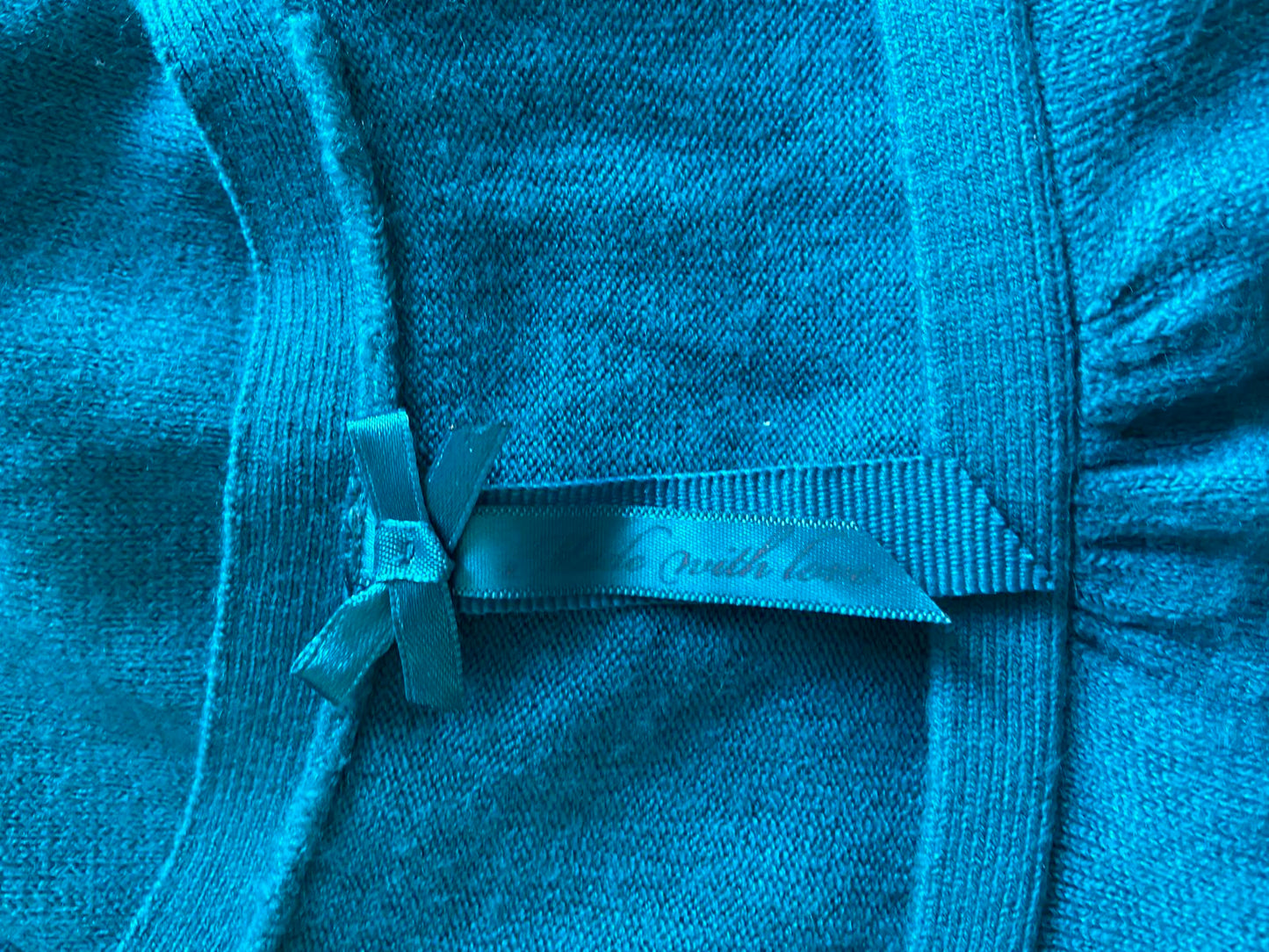 EVIE Ladies Turquoise Blue Lightweight Sweater - Scoop Neck, Button, Size 14-16