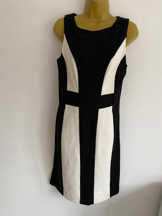 Wallis Size 12 Black & White Sleeveless Dress