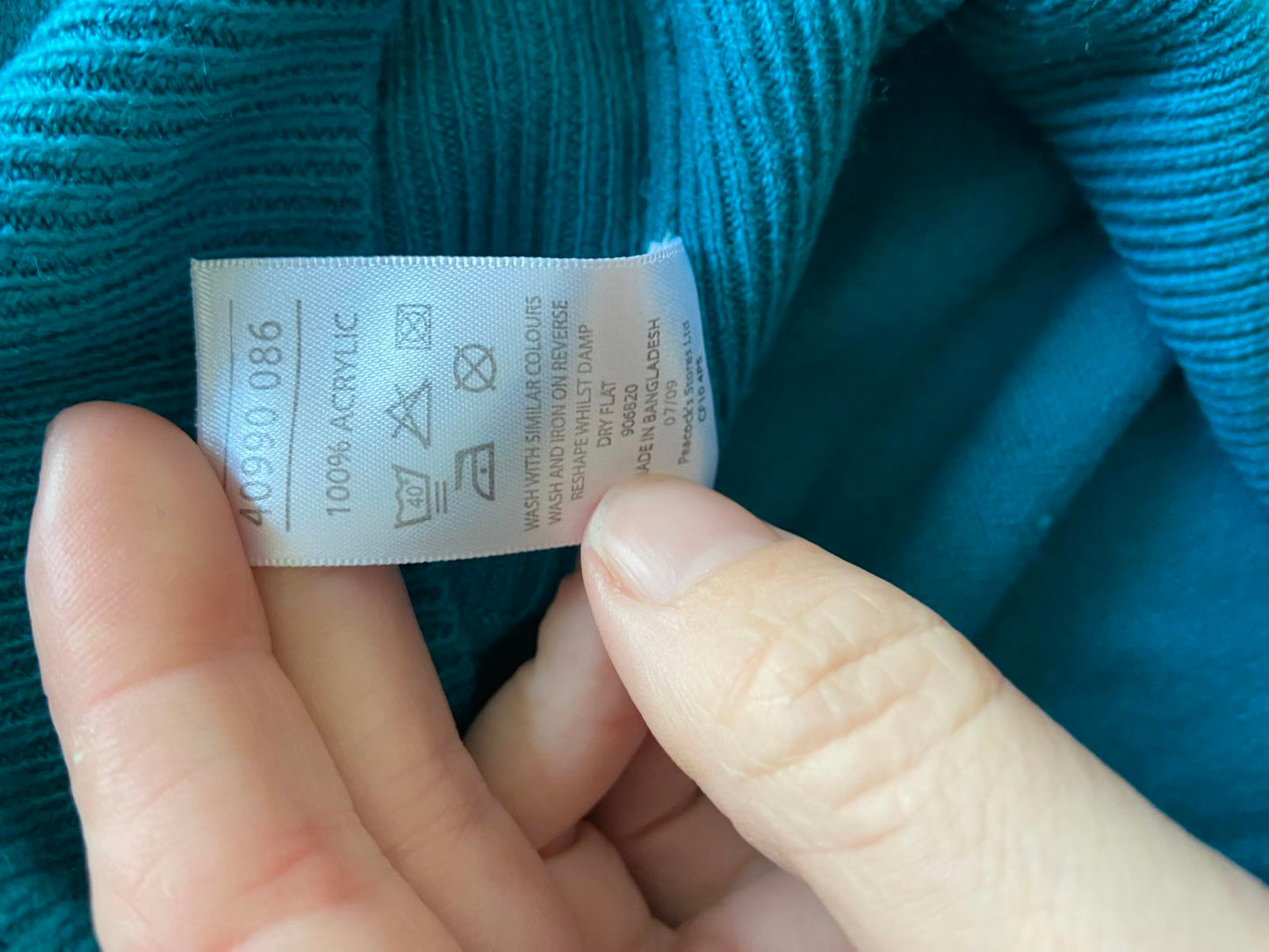 EVIE Ladies Turquoise Blue Lightweight Sweater - Scoop Neck, Button, Size 14-16
