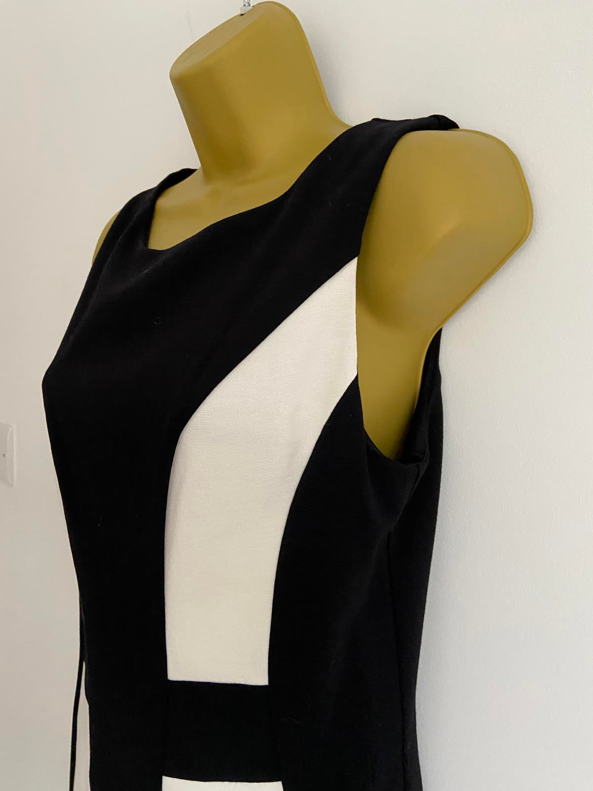 Wallis Size 12 Black & White Sleeveless Dress