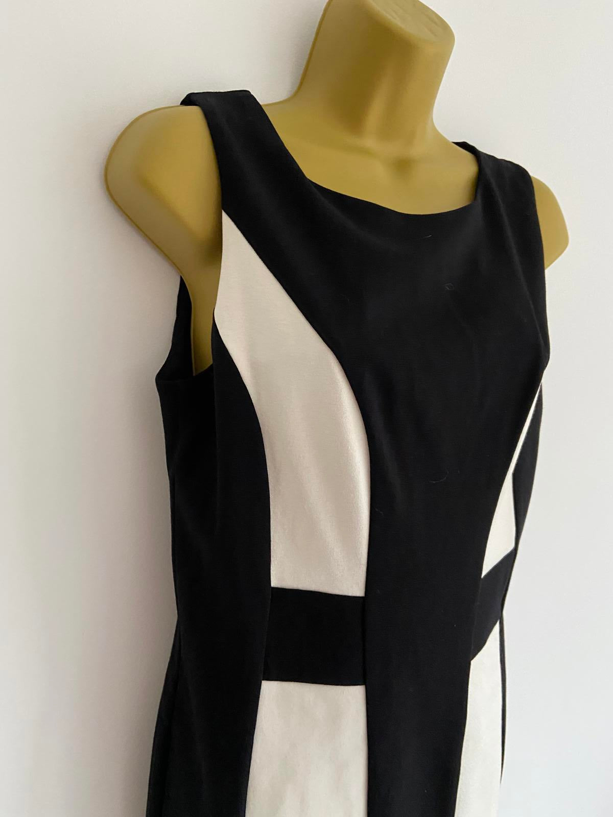 Wallis Size 12 Black & White Sleeveless Dress