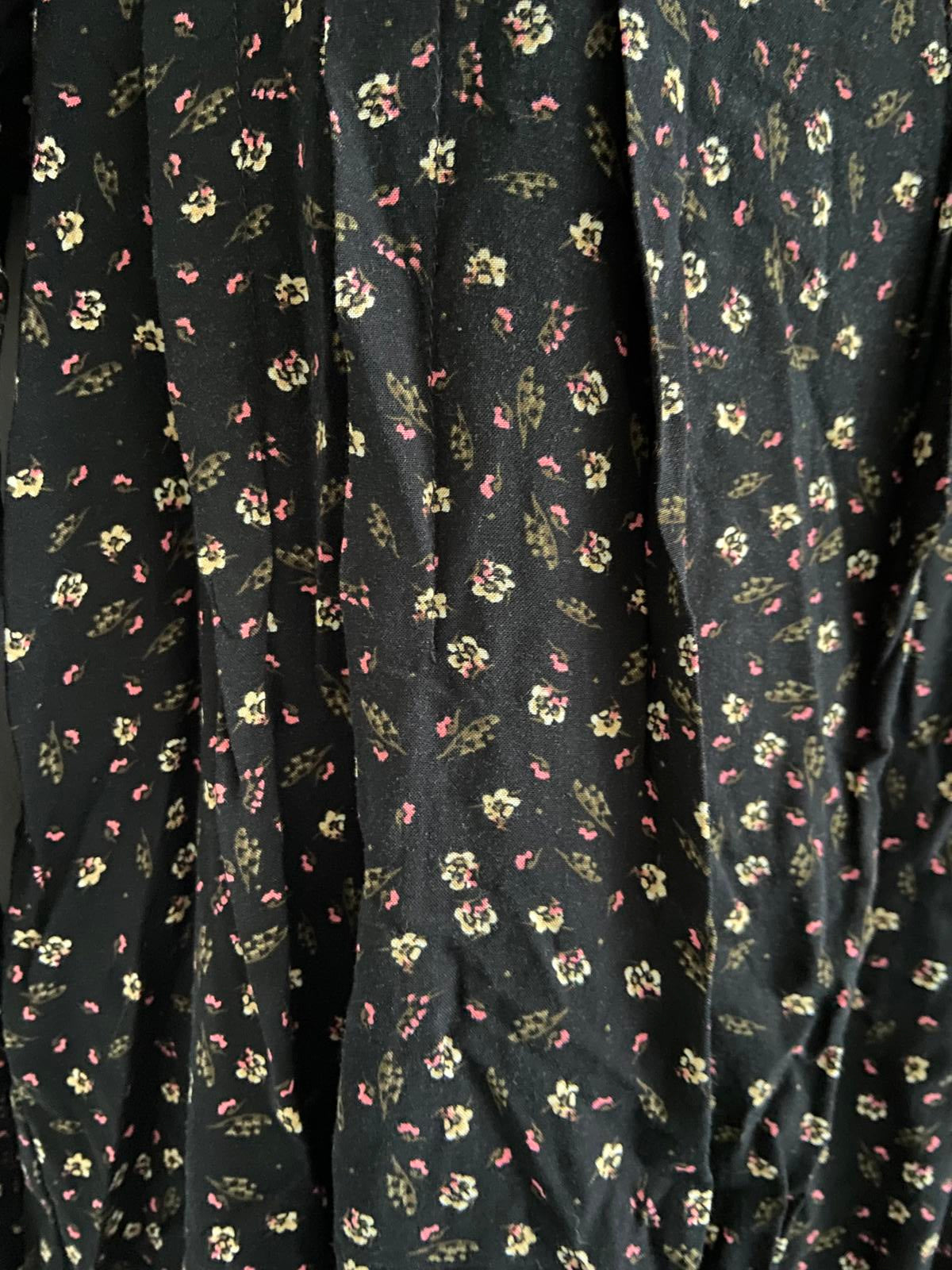 H&M Size 10 Black Ditsy Floral Print Long Sleeve Viscose Dress