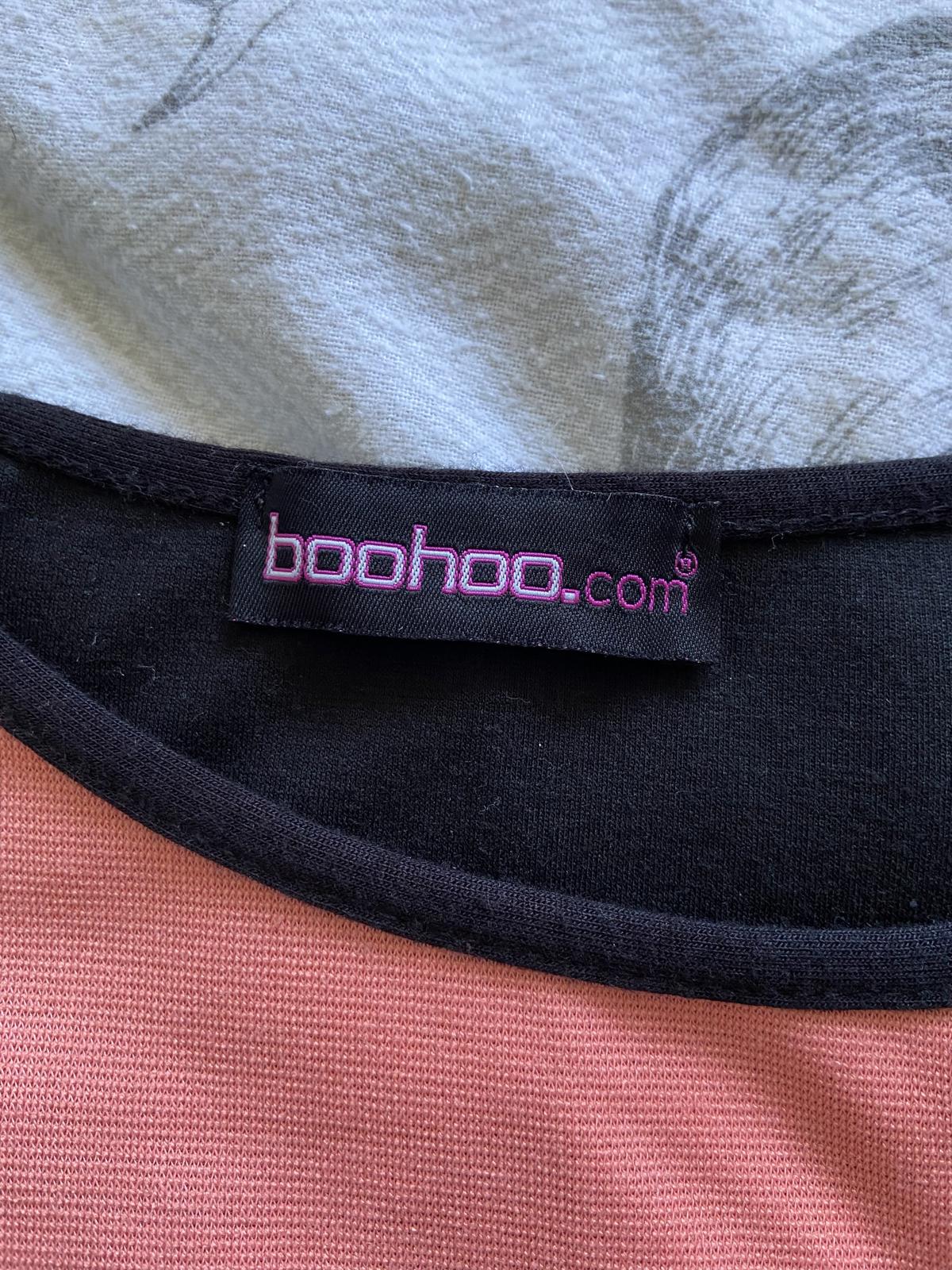 Boohoo Size 12 Colour Block Panel Skater Dress Coral Pink Green & Black