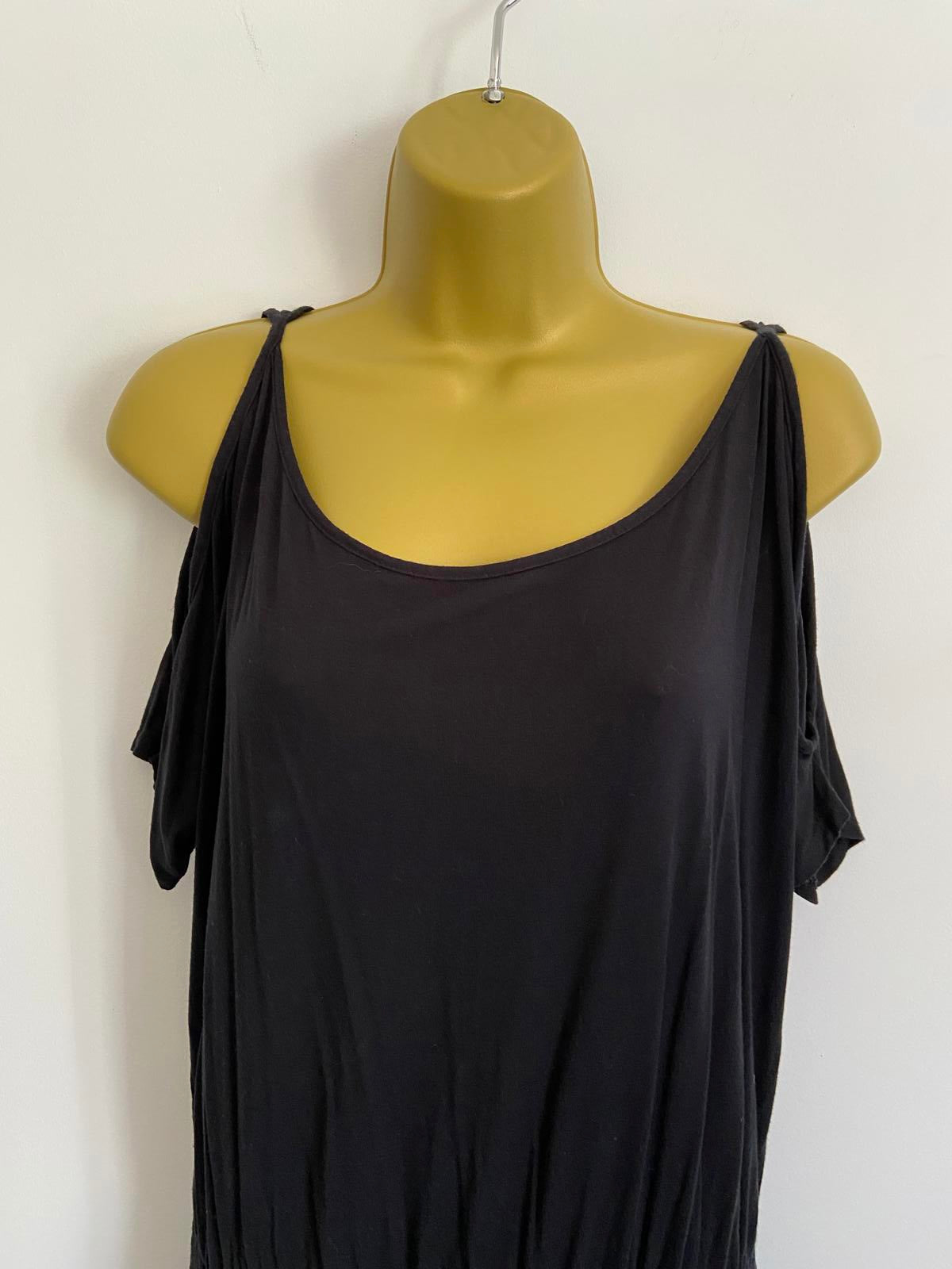 Dorothy Perkins Size 10 Black Cold Shoulder Dress with Zip Pockets