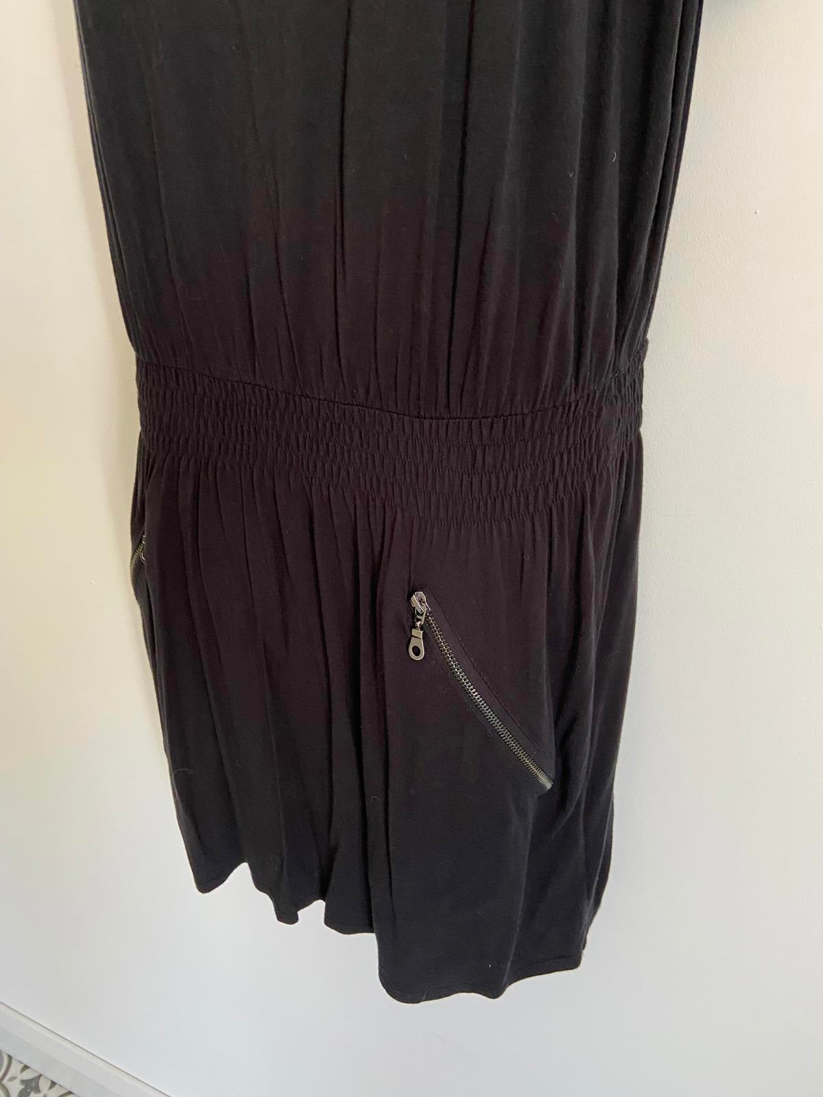 Dorothy Perkins Size 10 Black Cold Shoulder Dress with Zip Pockets