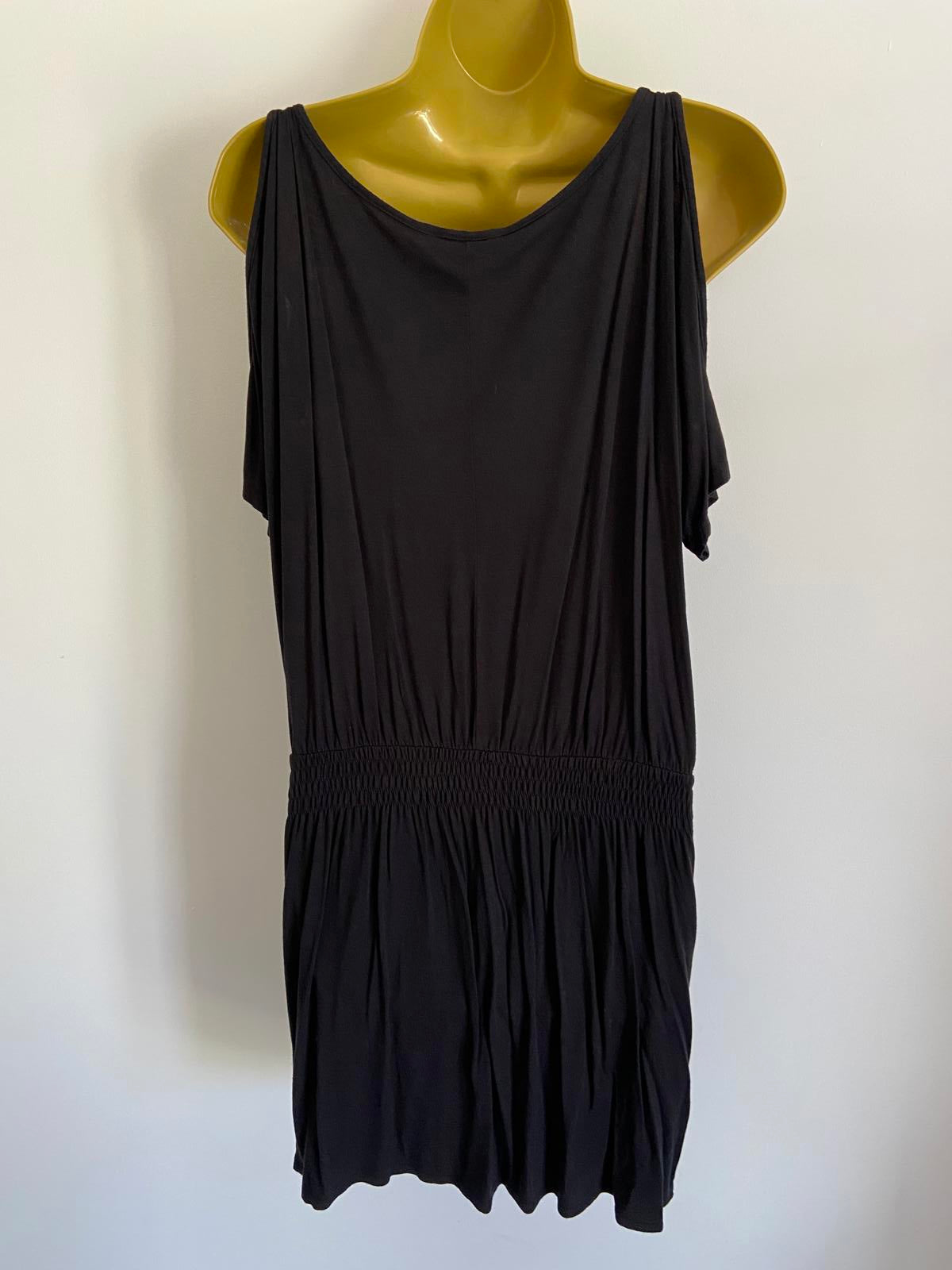 Dorothy Perkins Size 10 Black Cold Shoulder Dress with Zip Pockets