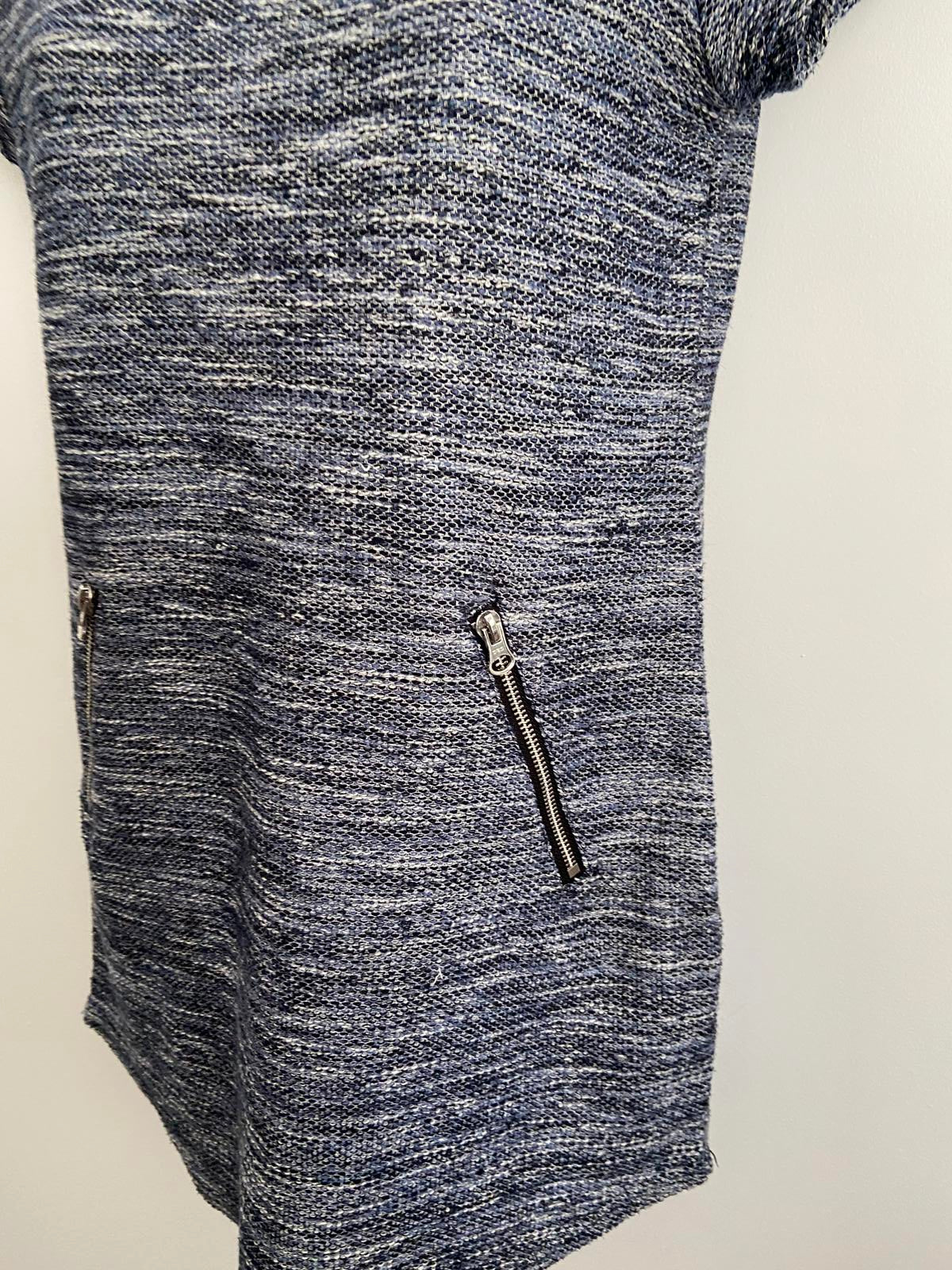 New Look Petite Blue & White Speckled Knit Dress  Zip Detail, Size 8