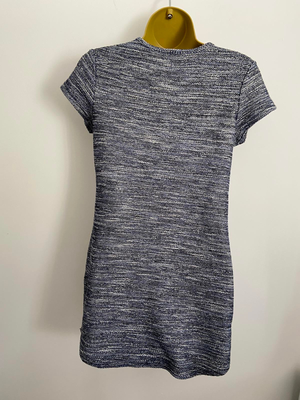 New Look Petite Blue & White Speckled Knit Dress  Zip Detail, Size 8