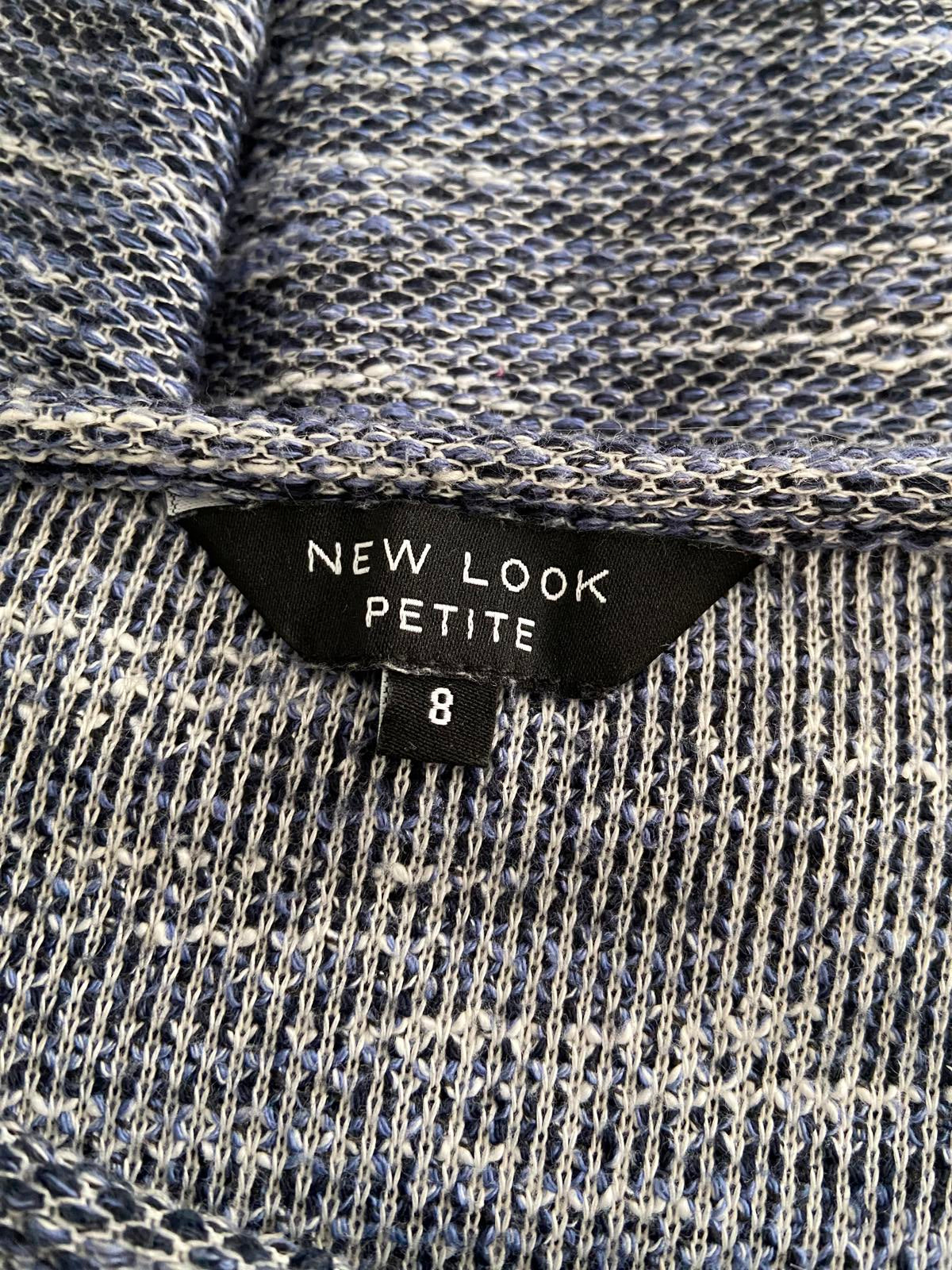 New Look Petite Blue & White Speckled Knit Dress  Zip Detail, Size 8