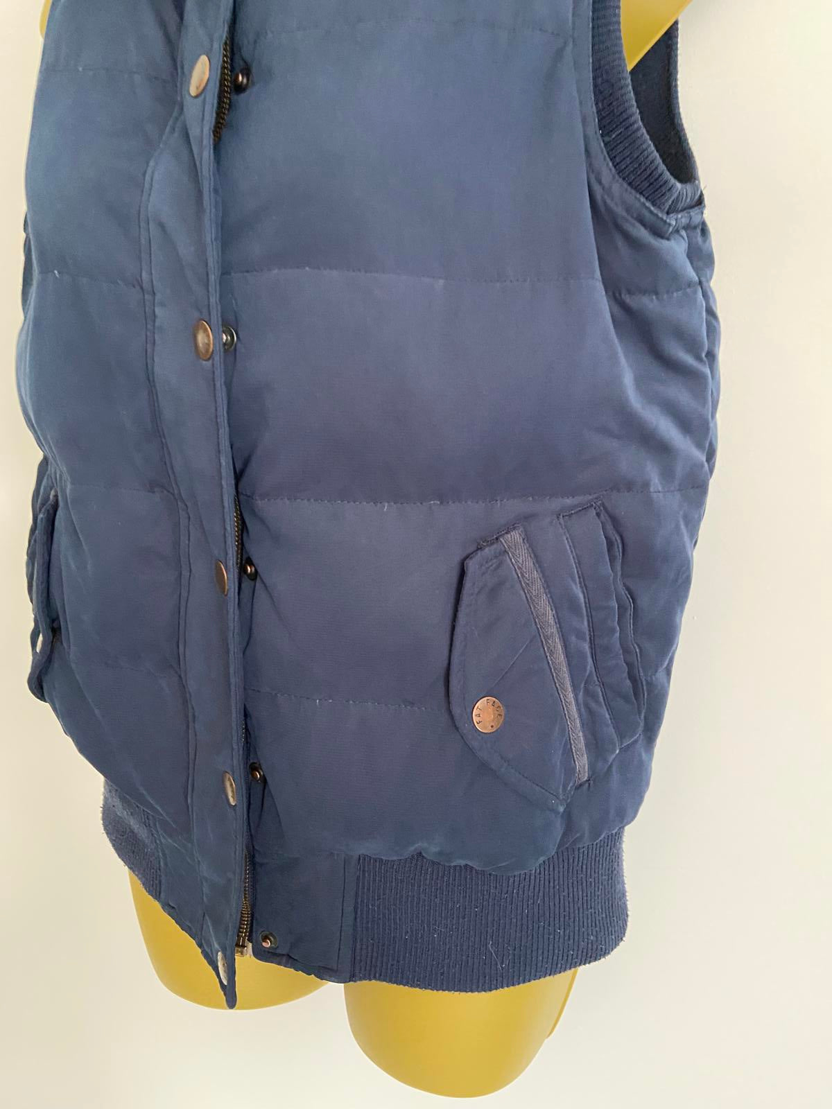 Fat Face Size 10 Navy Blue Padded Body Warmer Gilet Zip & Popper Vest