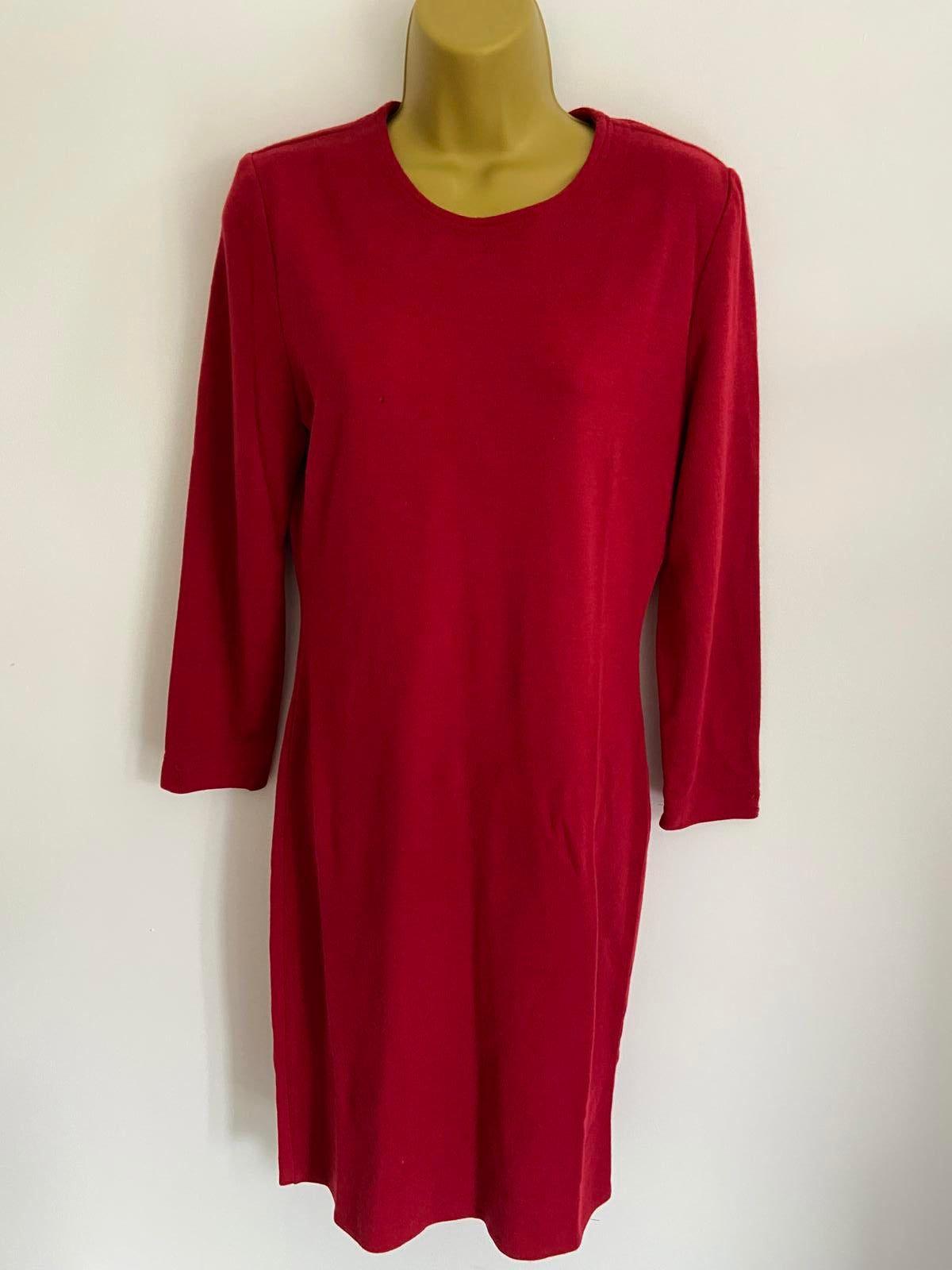 St Michael M&S Red Long Sleeve Dress Upcycling Project Small Hole Approx Size 12