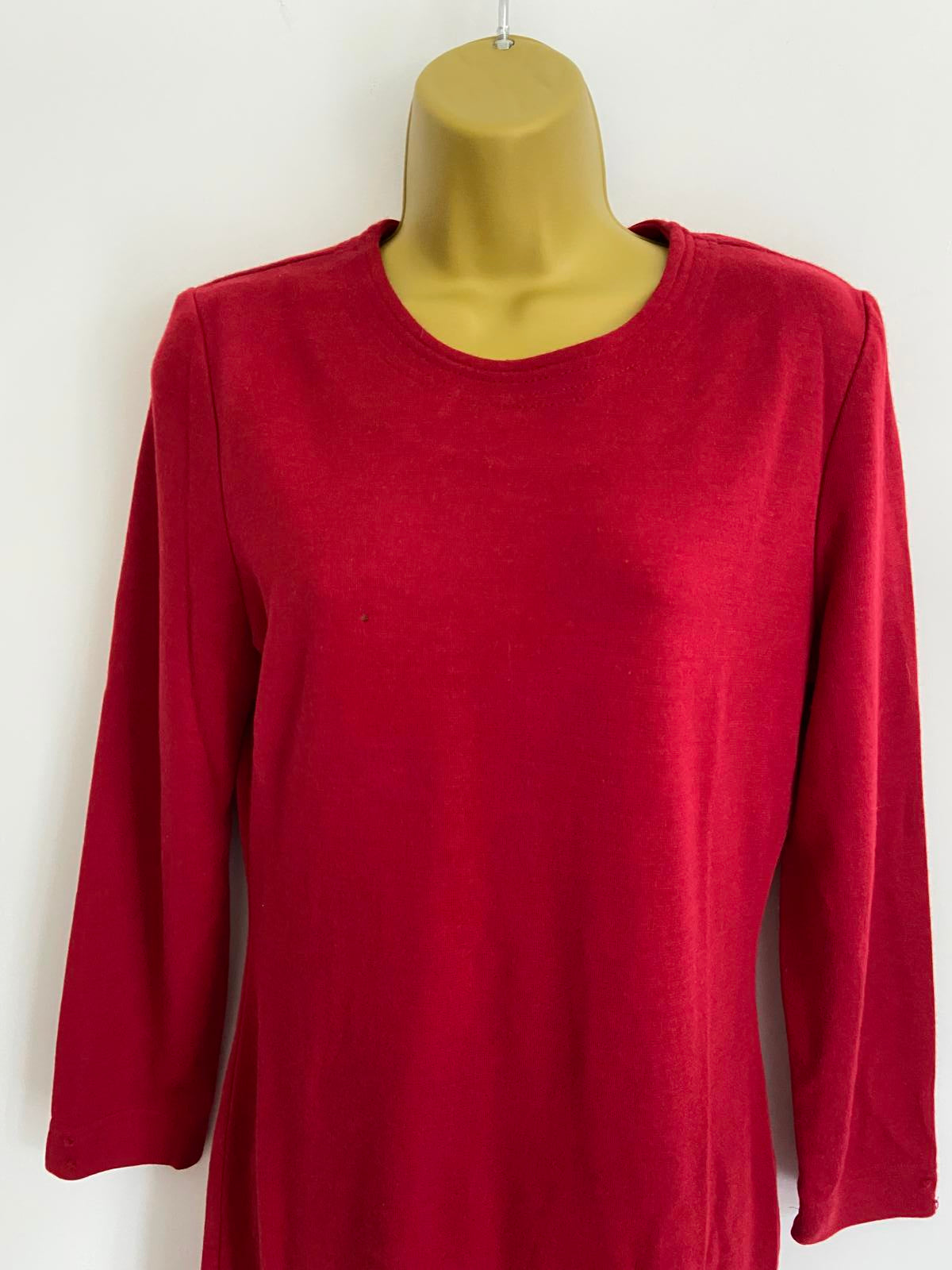 St Michael M&S Red Long Sleeve Dress Upcycling Project Small Hole Approx Size 12