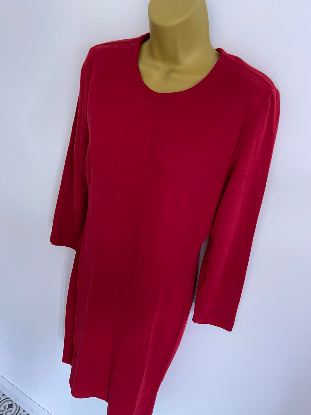 St Michael M&S Red Long Sleeve Dress Upcycling Project Small Hole Approx Size 12