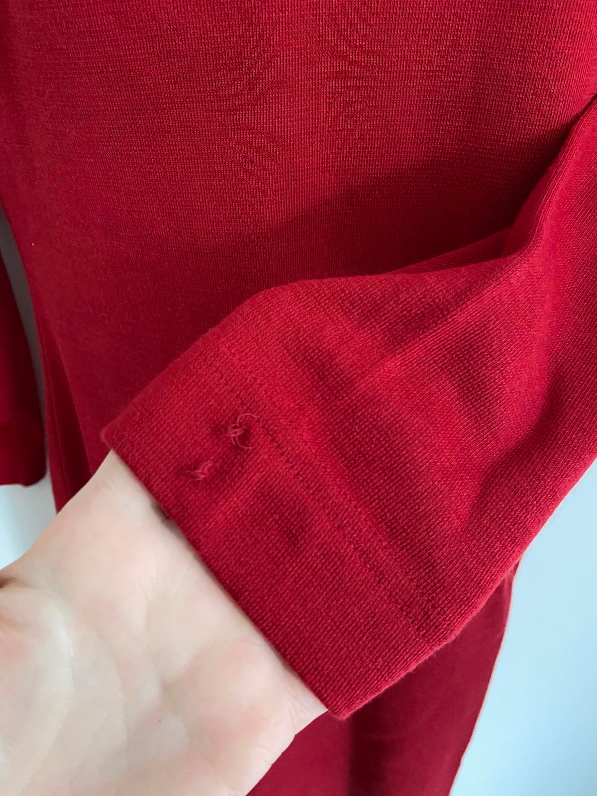 St Michael M&S Red Long Sleeve Dress Upcycling Project Small Hole Approx Size 12